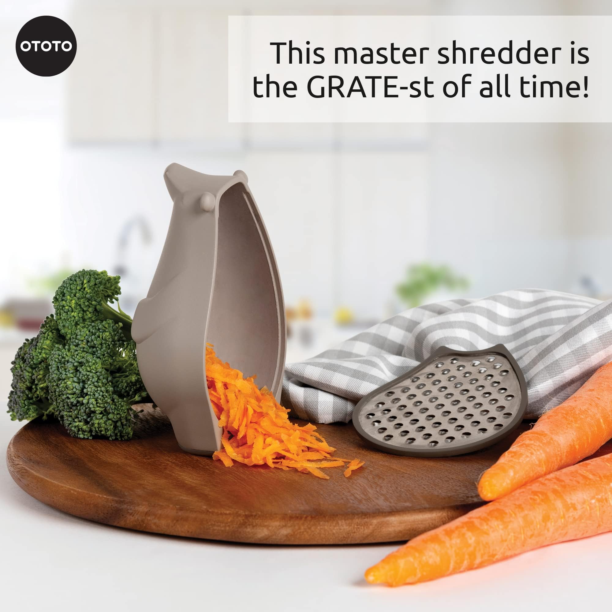 Ototo Barry The Bear Box Cheese Grater - Compact Stainless Steel Grater, Kitchen Grater, Cheese Shredder, Vegetable Grater, Food