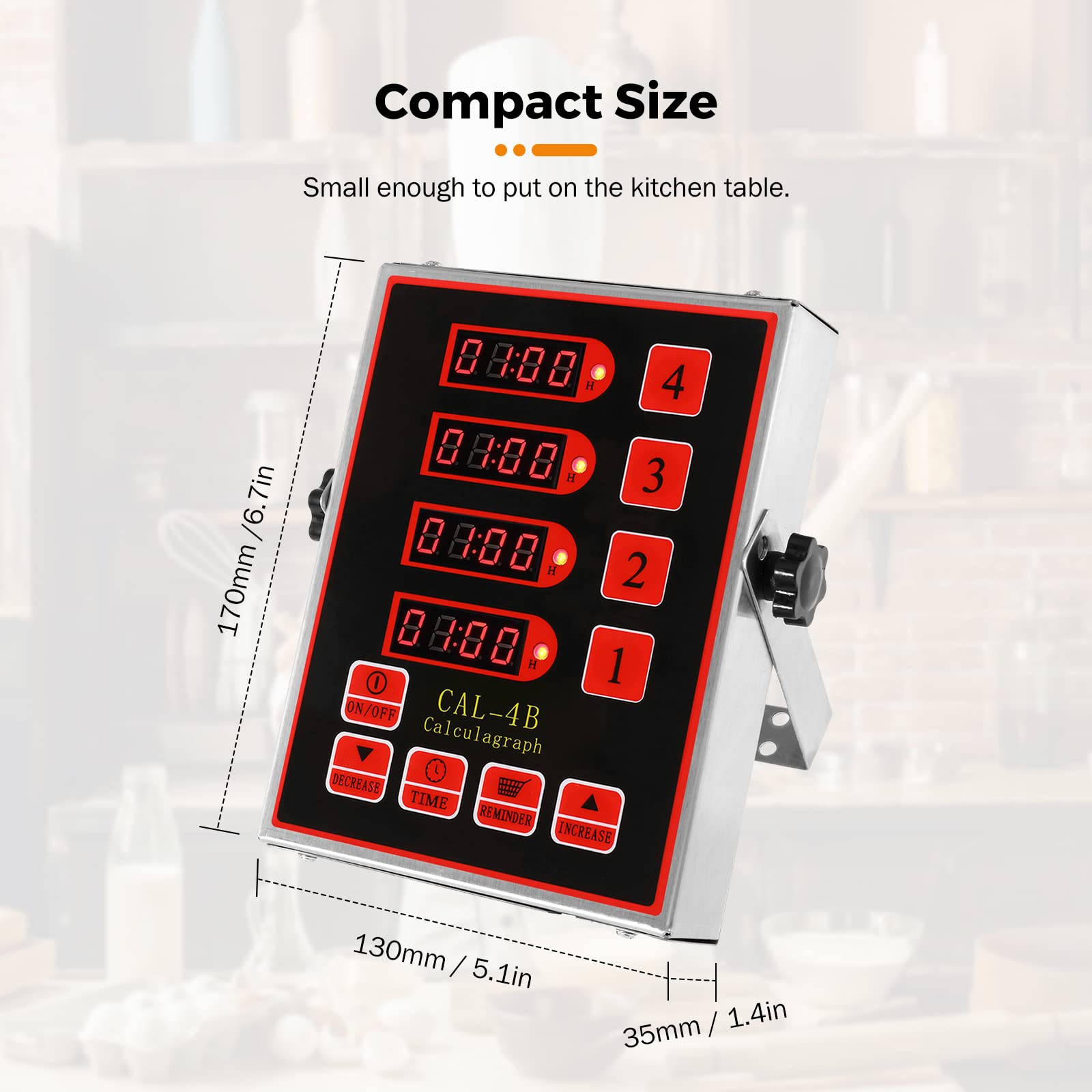 Beamnova 4 Channel Digital Kitchen Timer Cooking Loud Alarm Stainless Steel Clock Hours And Minutes Seconds Volume Control Elect