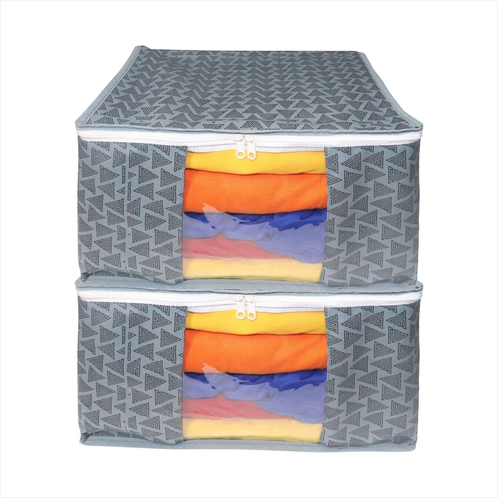 Double R Bags Clothes Storage Bag Foldable Storage Bin Closet Organizer With Reinforced Handle Sturdy Fabric Clear Window For Sw