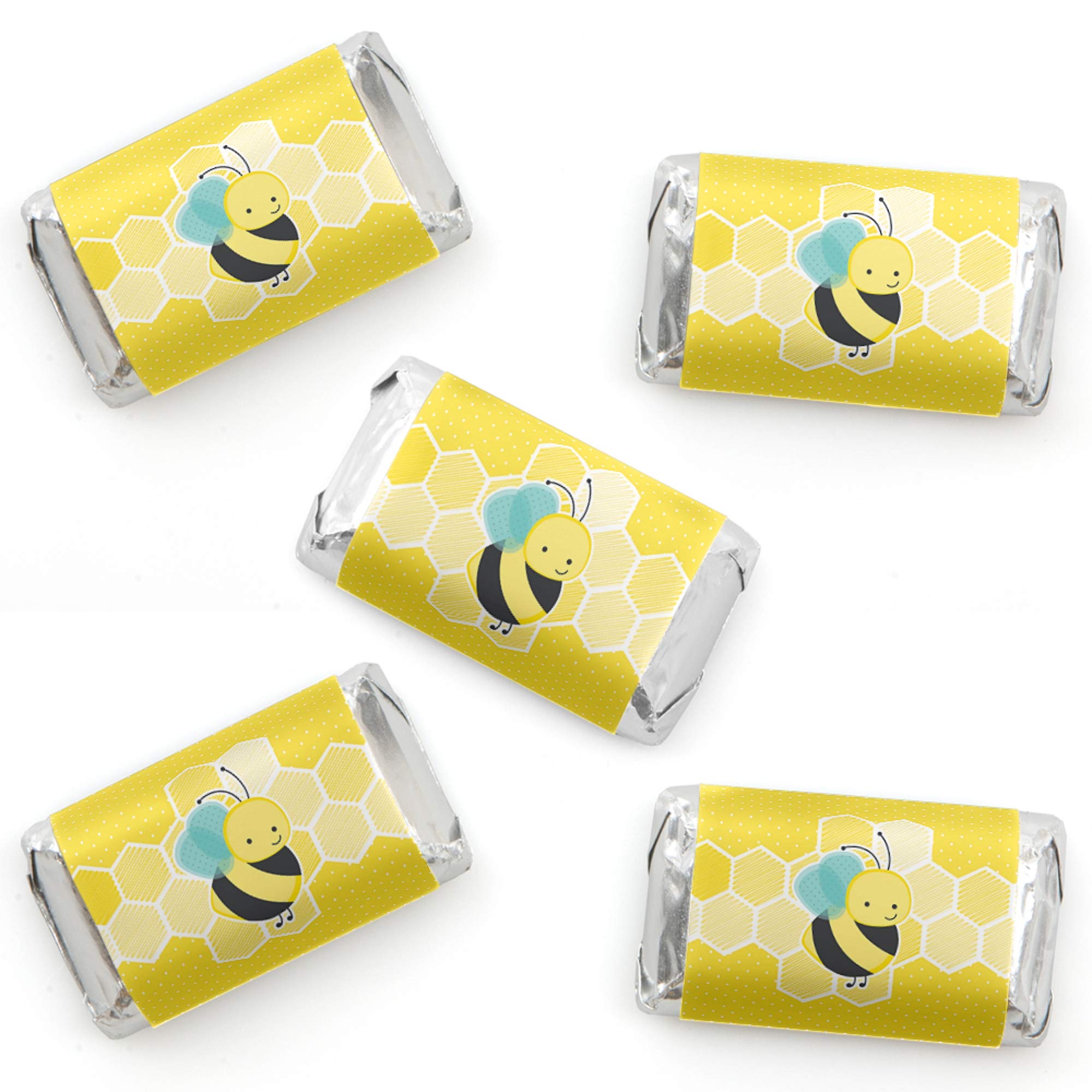 Big Dot Of Happiness Honey Bee - Mini Candy Bar Wrapper Stickers - Baby Shower Or Birthday Party Small Favors - 40 Count
