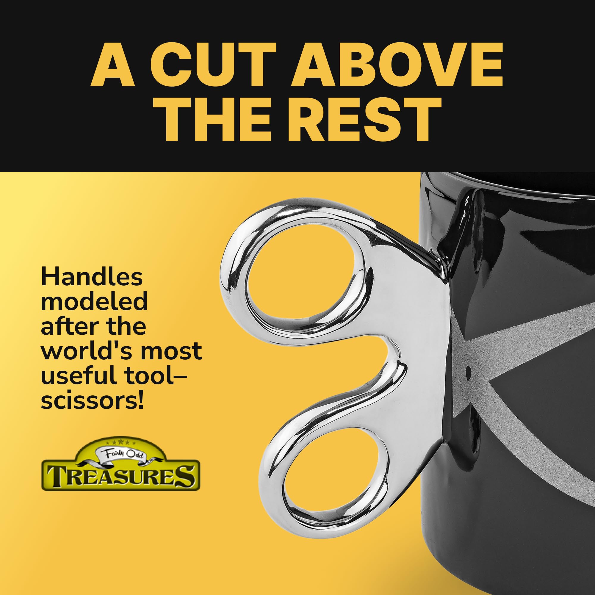 Scissors Handle Coffee Mug, 11oz - Fairly Odd Novelties - Fun Barber Hairdresser Arts 7 Crafts Tea Cup Gift