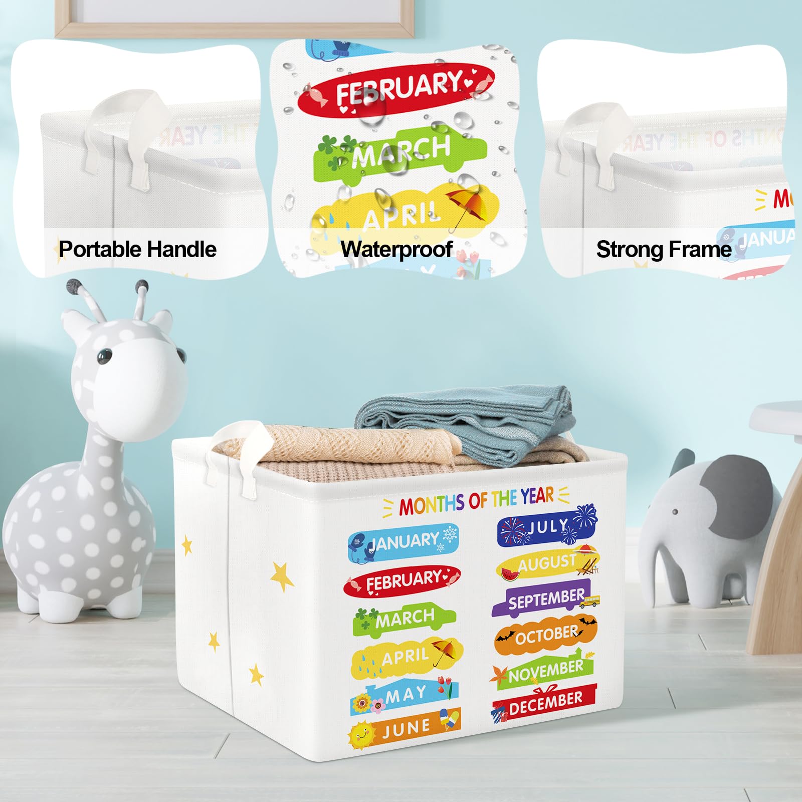 Clastyle Preschool Inspirational Months Of The Year Education Basket Back To School Book Shelf Basket For Nursery Classroom Rect