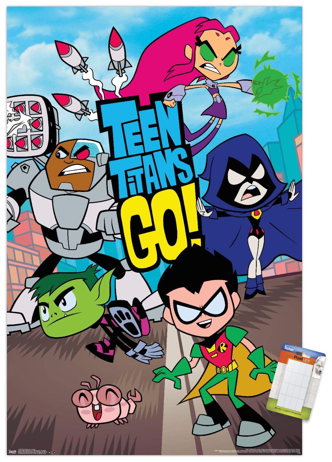 Trends International Dc Comics Tv - Teen Titans Go! - Group Wall Poster, 22.37'' X 34.00'', Premium Poster & Mount Bundle