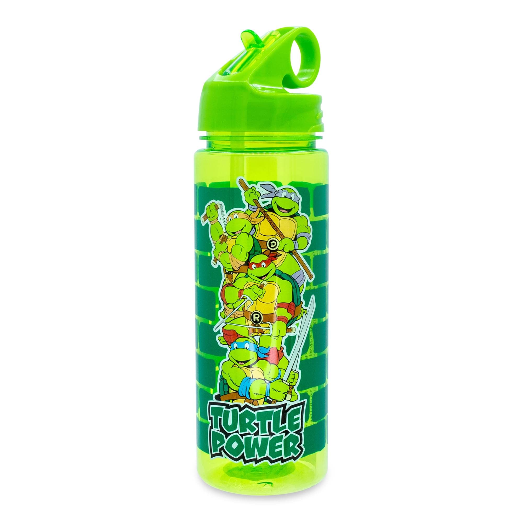 Teenage Mutant Ninja Turtles Water Bottle With Flip-Up Straw  Holds 20 Ounces