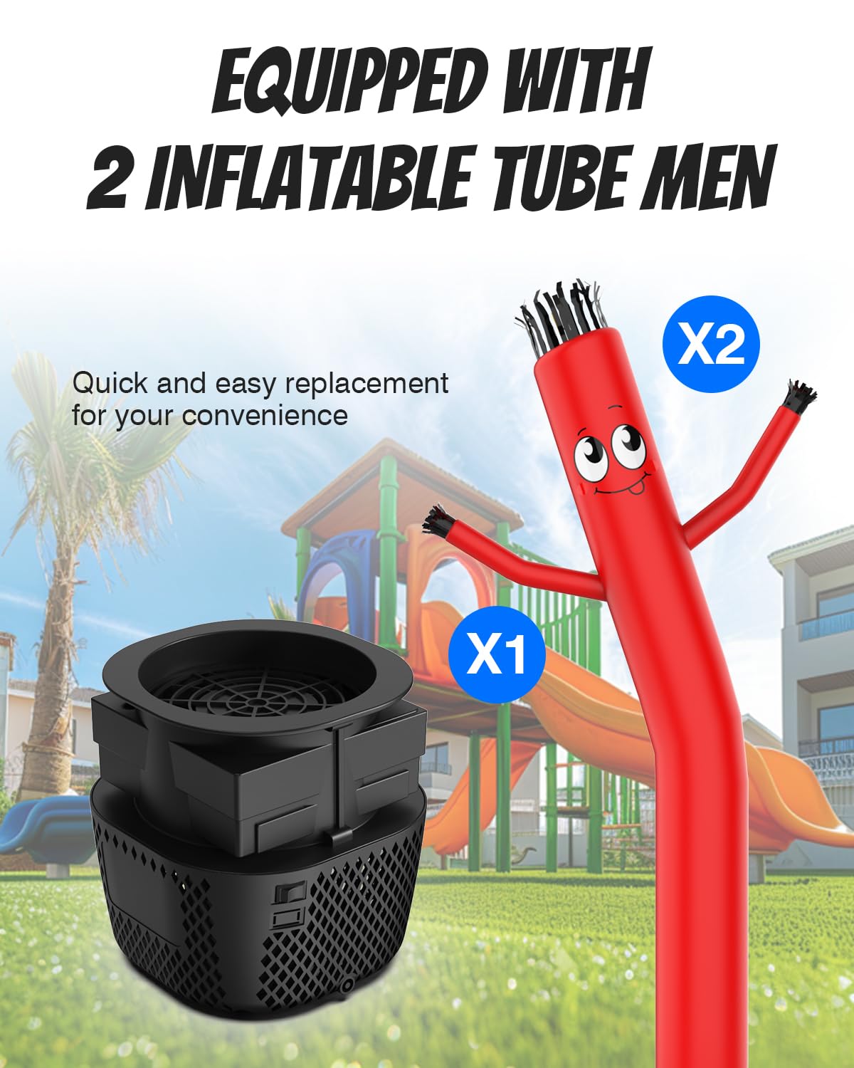 Puligoth Inflatable Tube Man with Blower: 6 FT Tall Wacky Waving Inflatable Tube Guy for Outdoor Decoration with Mini Blower Fan