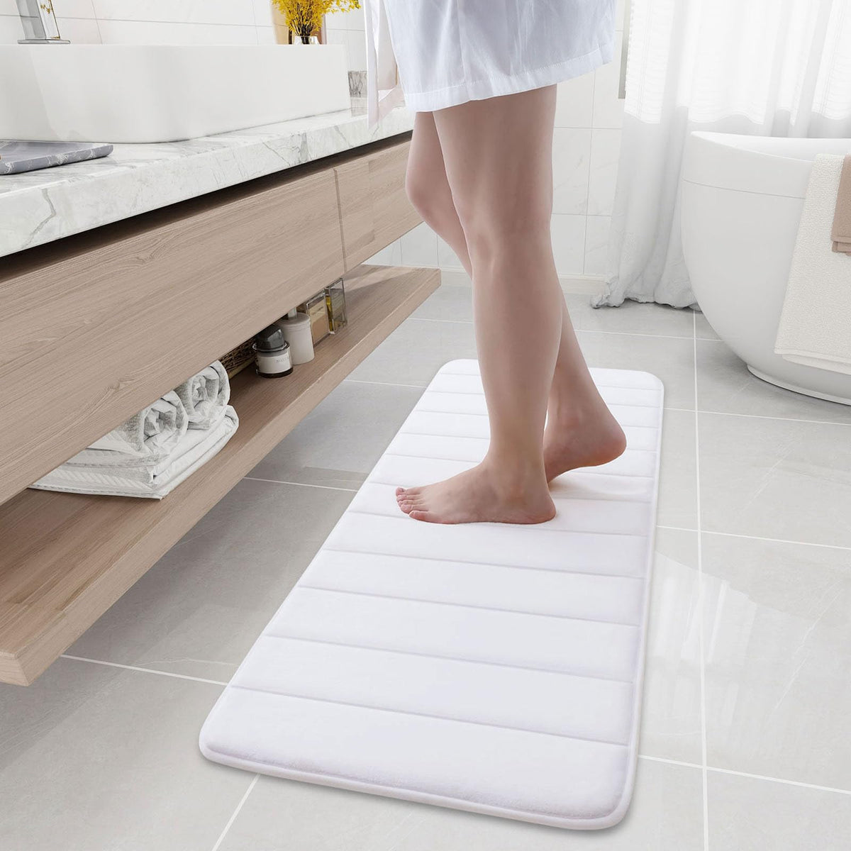 Buganda Memory Foam Bath Mat Rug, 47'' X 17'', Ultra Soft And Non-Slip Bathroom Rugs, Water Absorbent And Machine Washable Bath