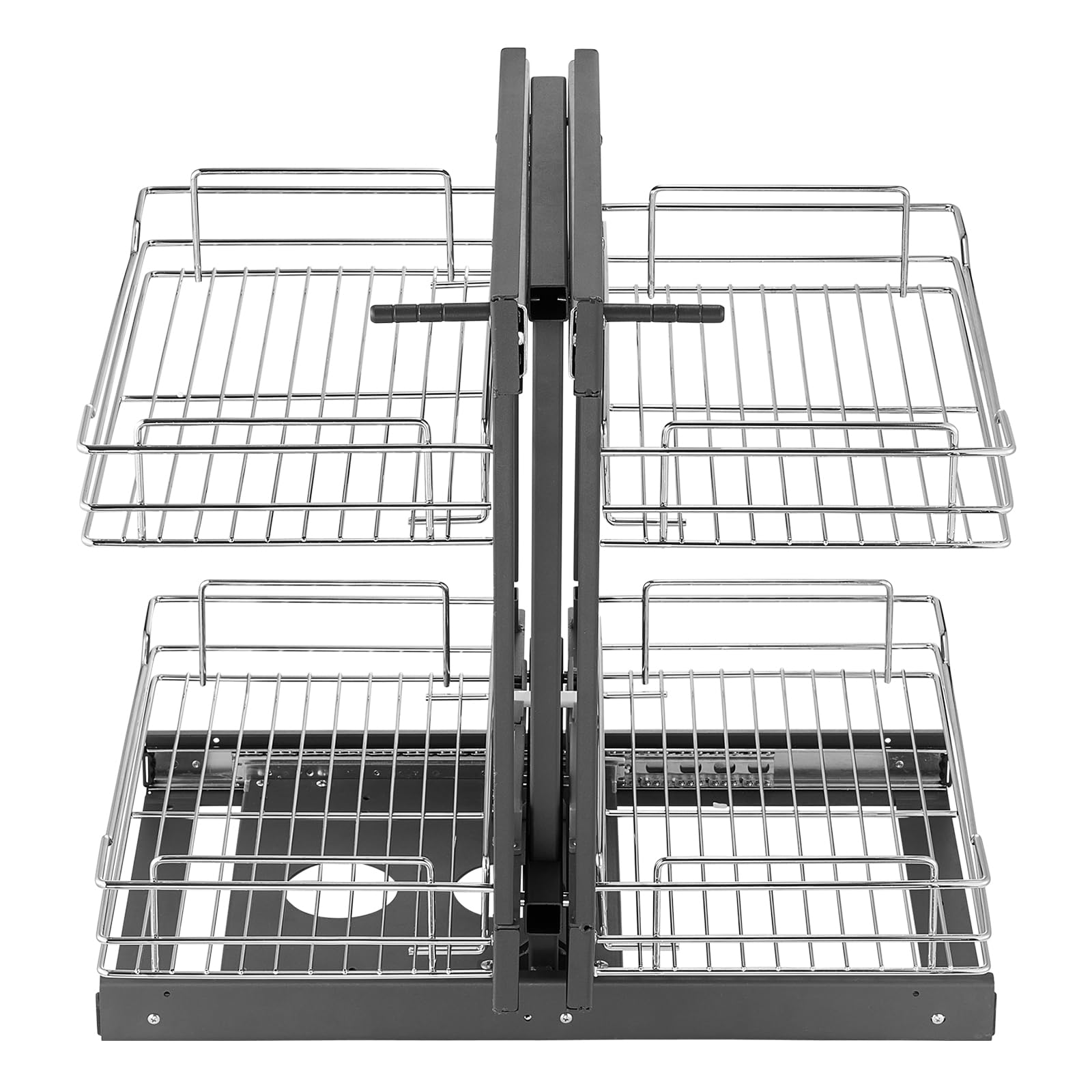 VEVOR Min 15 W Opening Blind Corner Pull Out Organizer, 2 Tier 4 Shelf Kitchen Cabinet Organizer, Chrome Carbon Steel Storage Ba