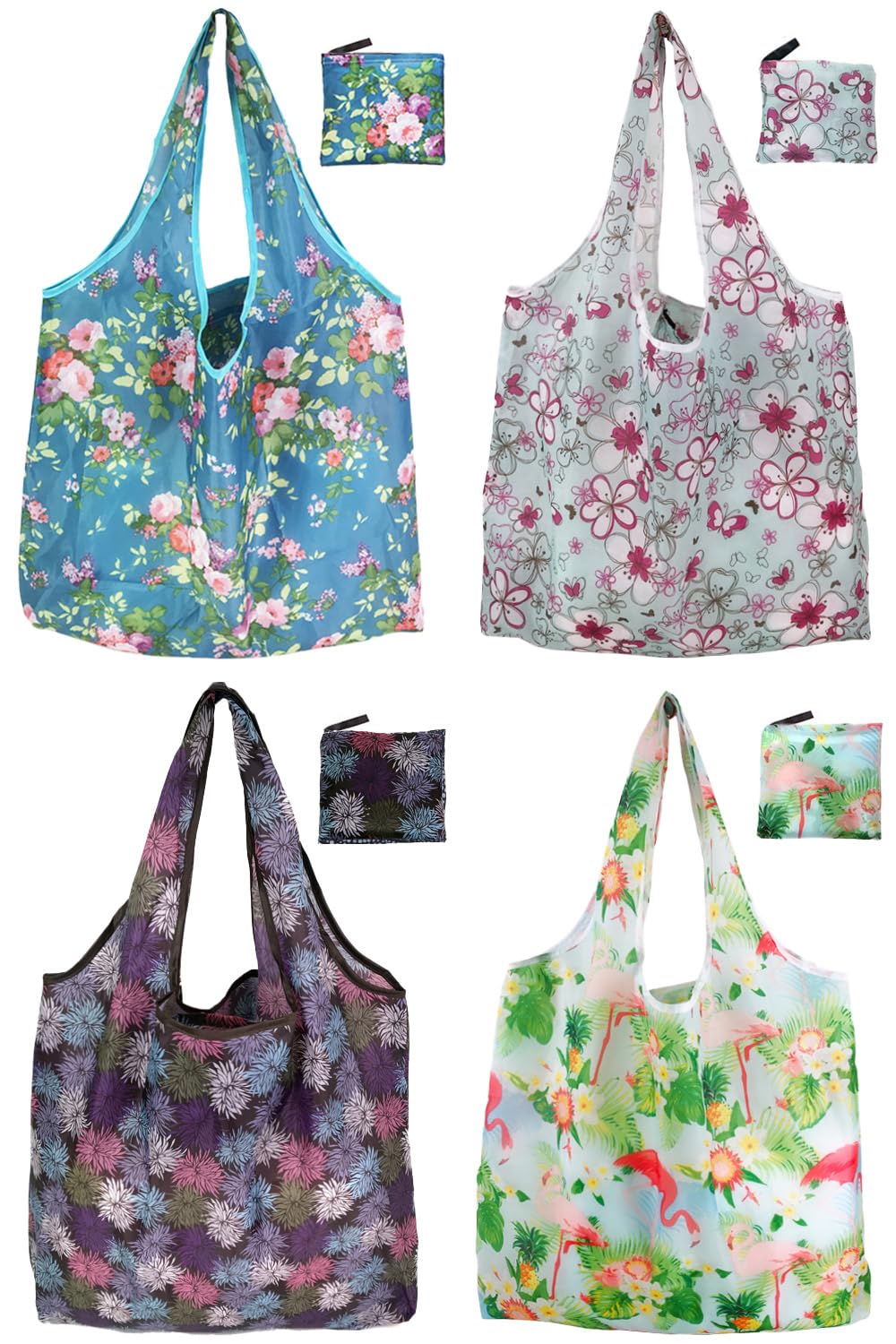 Noilk Reusable Shopping Bags - 4 Pack 50Lbs Foldable Large Washable Market Totes, Perfect for Travel & Bulk Grocery Shopping