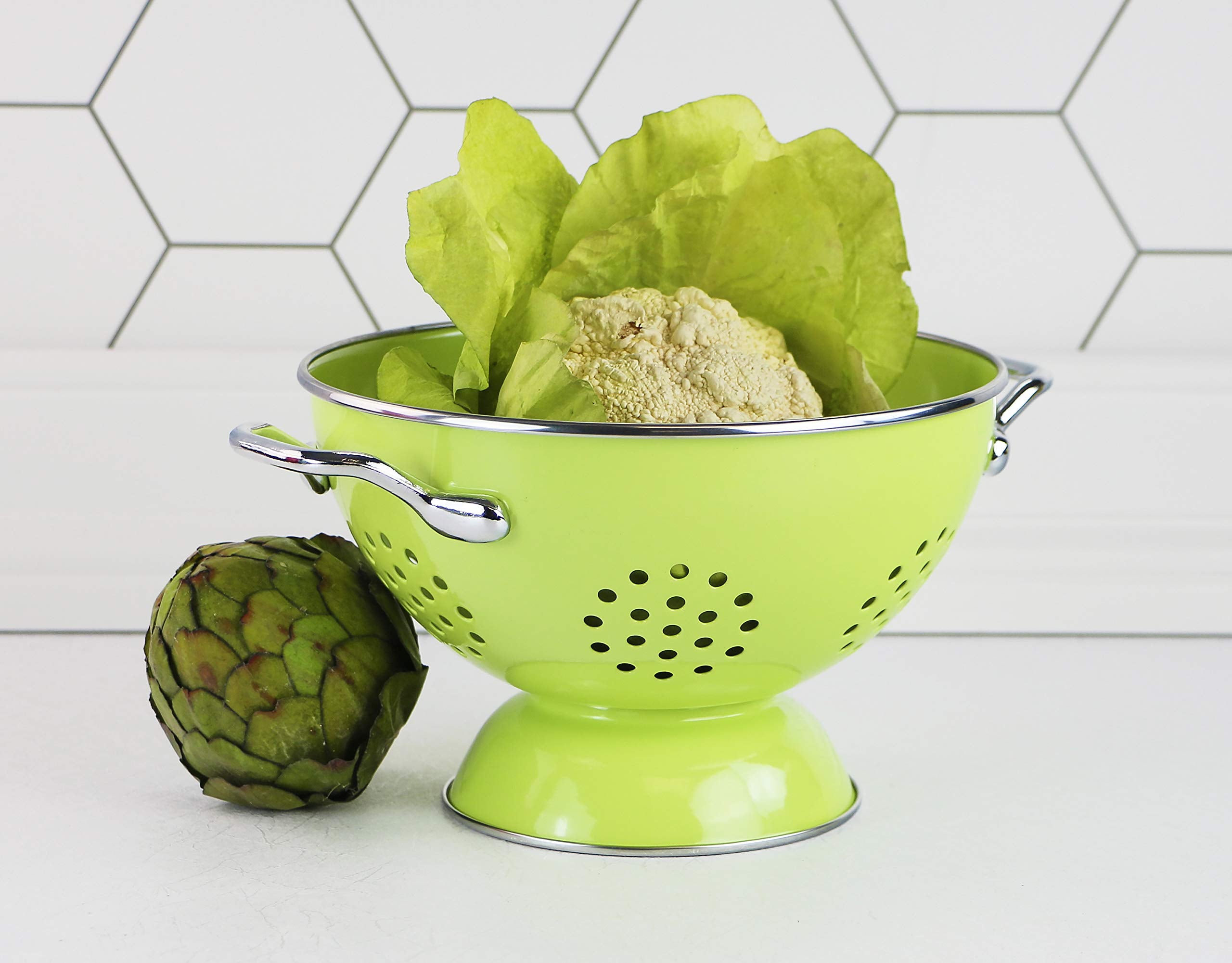 Calypso Basics By Reston Lloyd Powder Coated Enameled Colander, 1.5 Quart, Lime