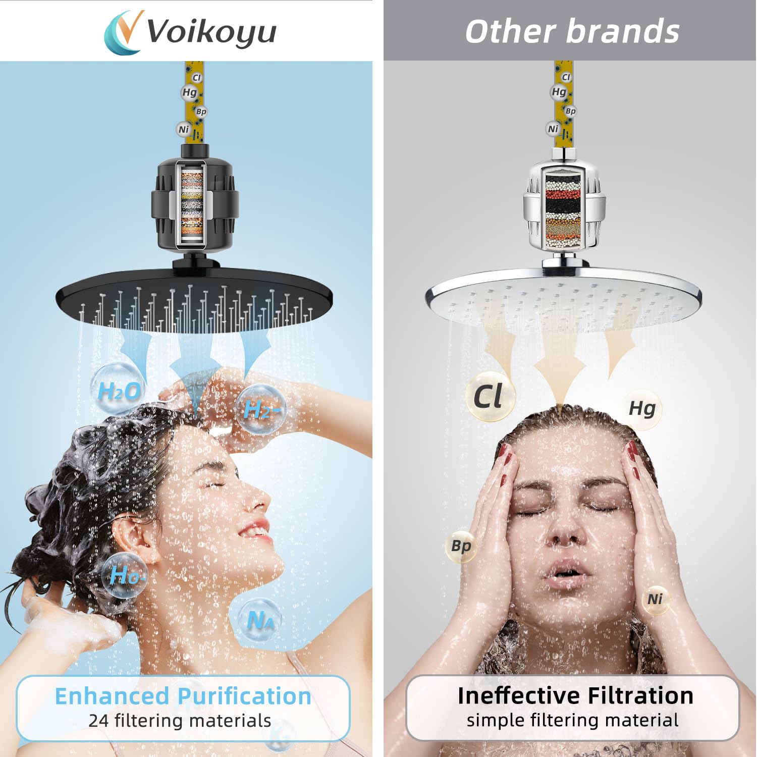 Black Showerhead Filter For Hard Water - 24 Stage Shower Filter Shower Water Filter With 4 Replaceable Filter Cartridges Protect