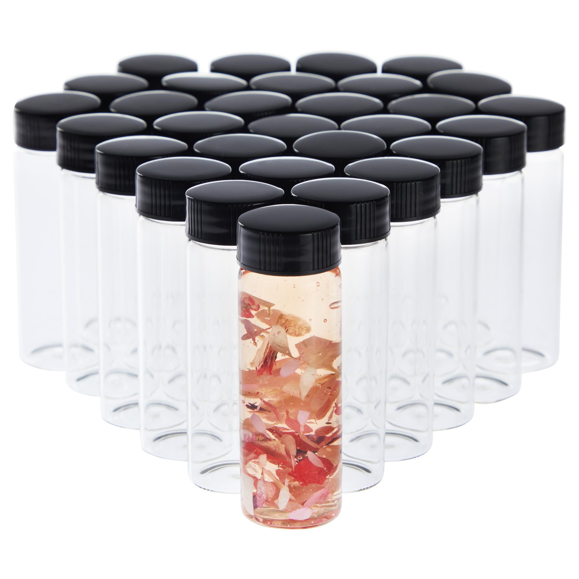 30 Pack Clear Liquid 1 Oz Glass Bottles With Caps For Cosmetics, Makeup, Sample Liquid Storage (30 Ml)