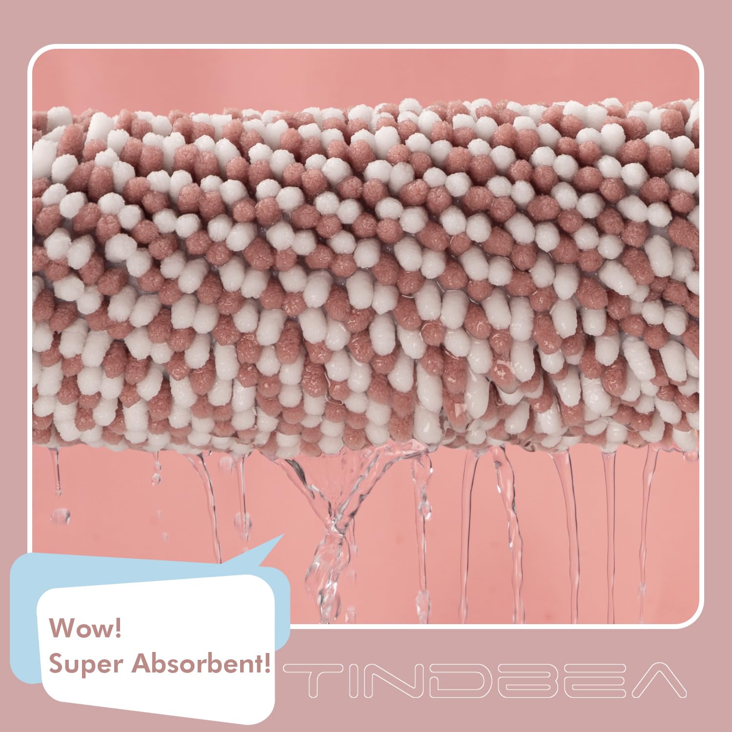 Tindbea Bathroom Rugs Set 2 Piece, Extra Soft And Absorbent Fluffy Striped Chenille Bath Mat Rug Set, Non Slip Bathroom Floor Ma