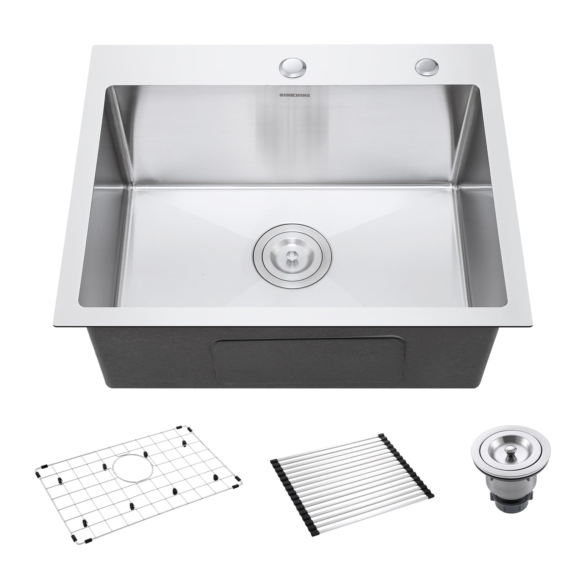 22 Inch Drop-In Kitchen Sink, SINKVINE 22 x 18 Stainless Steel Indoor and Outdoor Sink, Top Mount Deep Single Bowl Sink for Laun