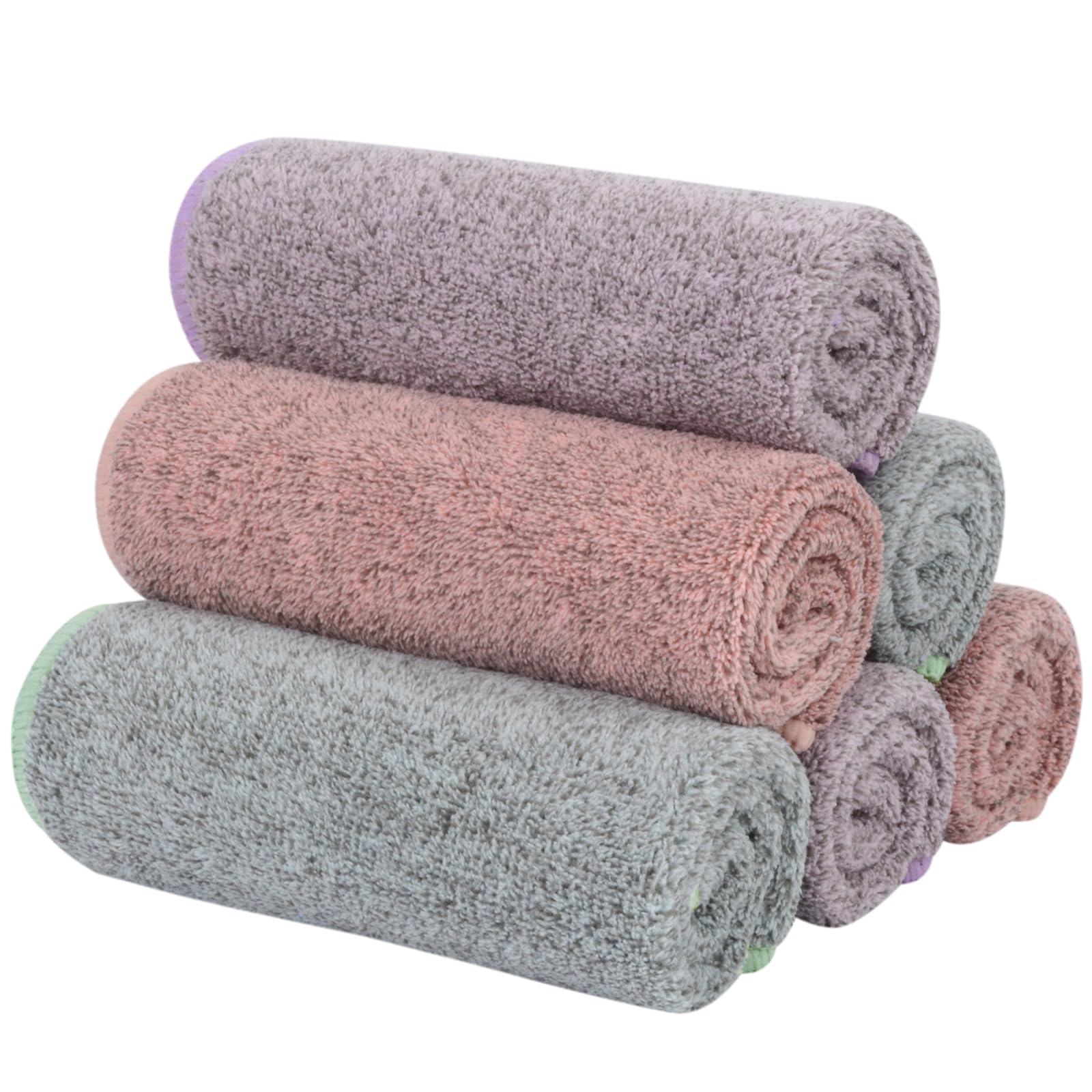 SINLAND Microfiber Face Towels Ultra Soft Bamboo Charcoal Facial Washcloths Face Cloth for Bath 12Inch x 12Inch 6 Pack