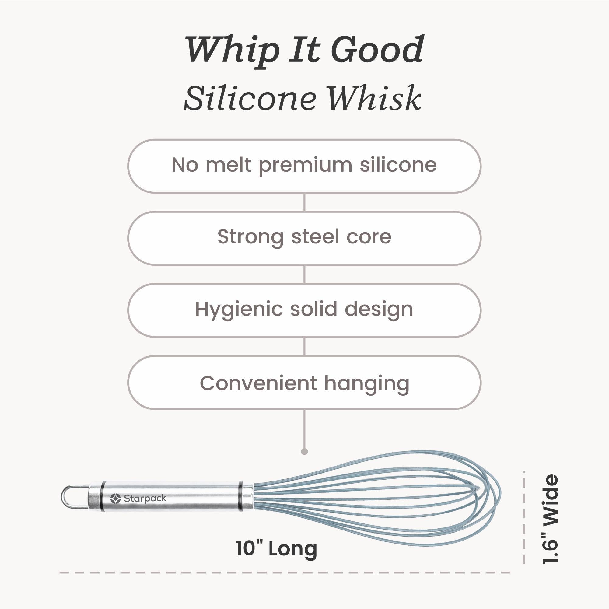 Starpack Premium Silicone Whisks For Cooking - Whisk Silicone Material With High Heat Resistance Of 600F - Non-Stick Kitchen Whi