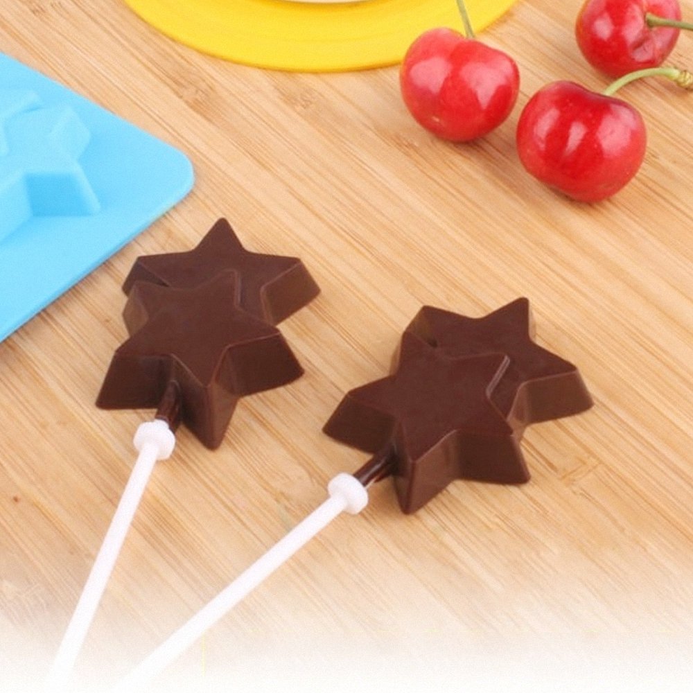 4-Pack Lollipop Silicone Mold Set - Moldfun Star Heart Spiral Daisy Flower Silicone Lolly Pop Tray For Hard Candy Chocolate Gumm