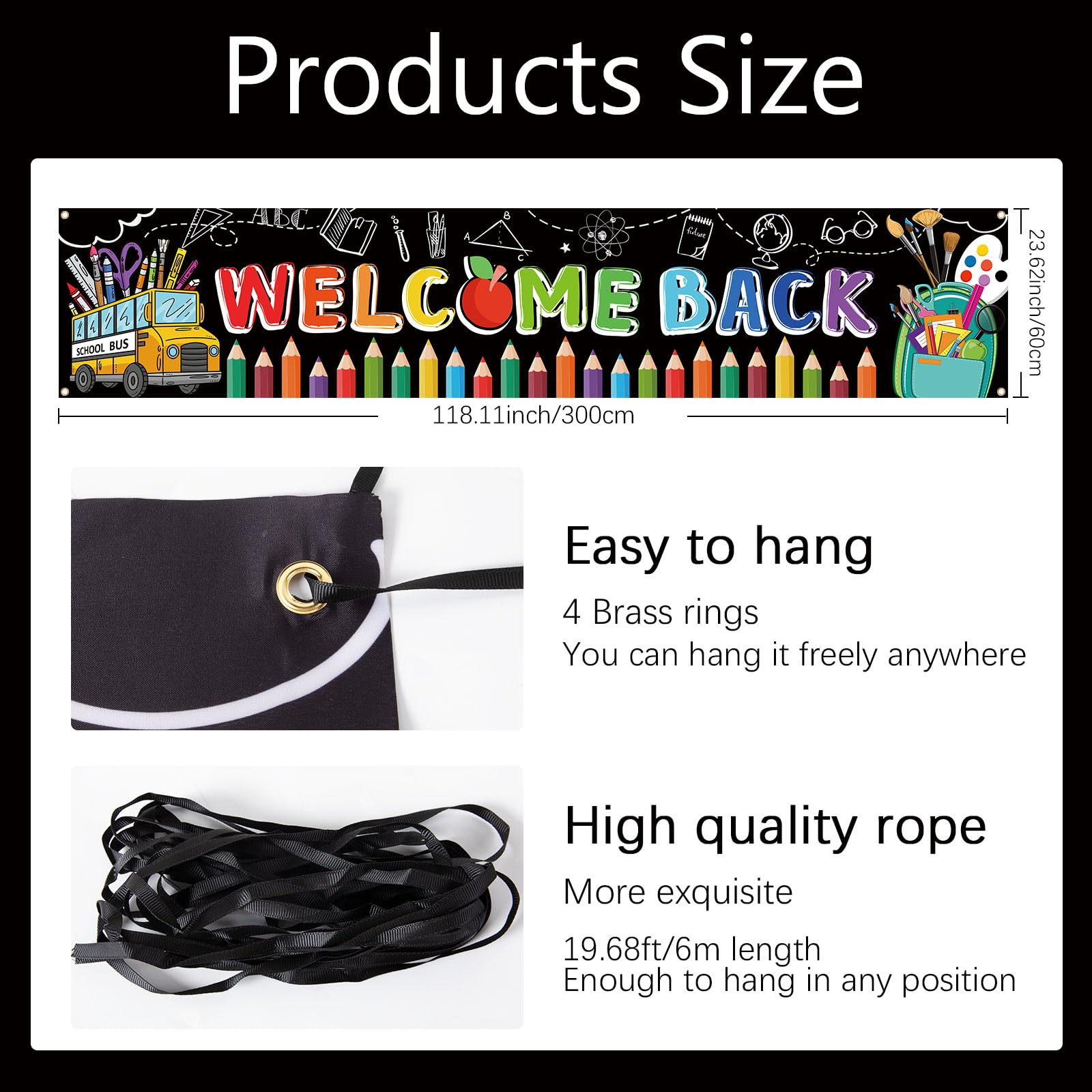 Welcome Back To School Banner Back To School Decorations Welcome Back To School Yard Sign For School Classroom Hanging Yard Bann