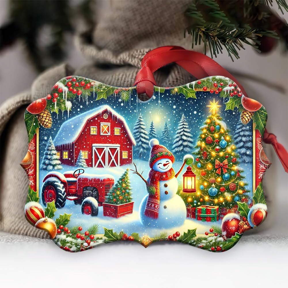 2024 Christmas Ornaments, Christmas Tree Decorations - Snowman Let it Snow Christmas Ornament - Hanging Decorative Aluminum Orna