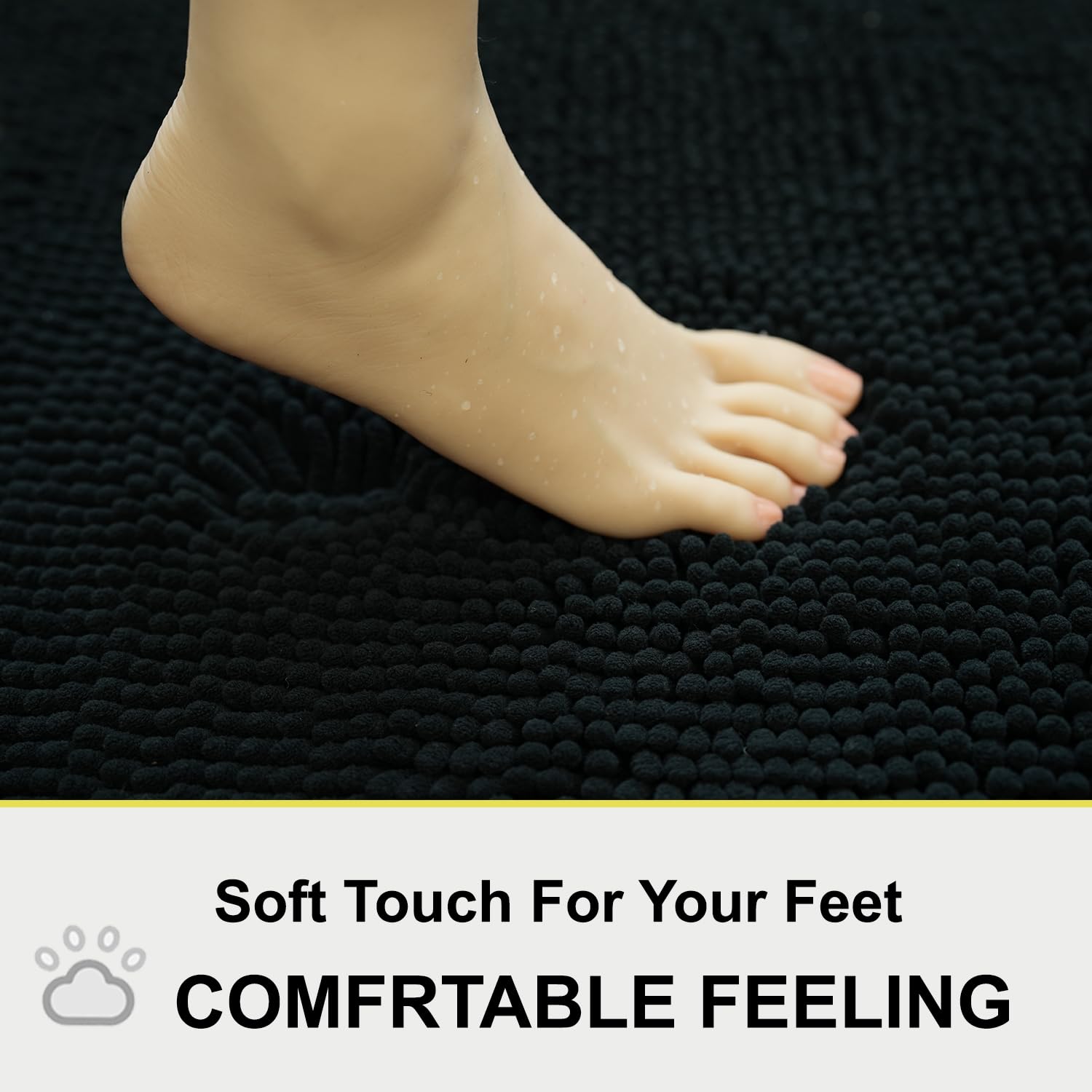 Boankodu Bathroom Rugs Sets 2 Piece, Absorbent Bath Mat For Bathroom Very Soft Chenille Bathroom Rug Non-Slip, 32X20 Inch + 20X2