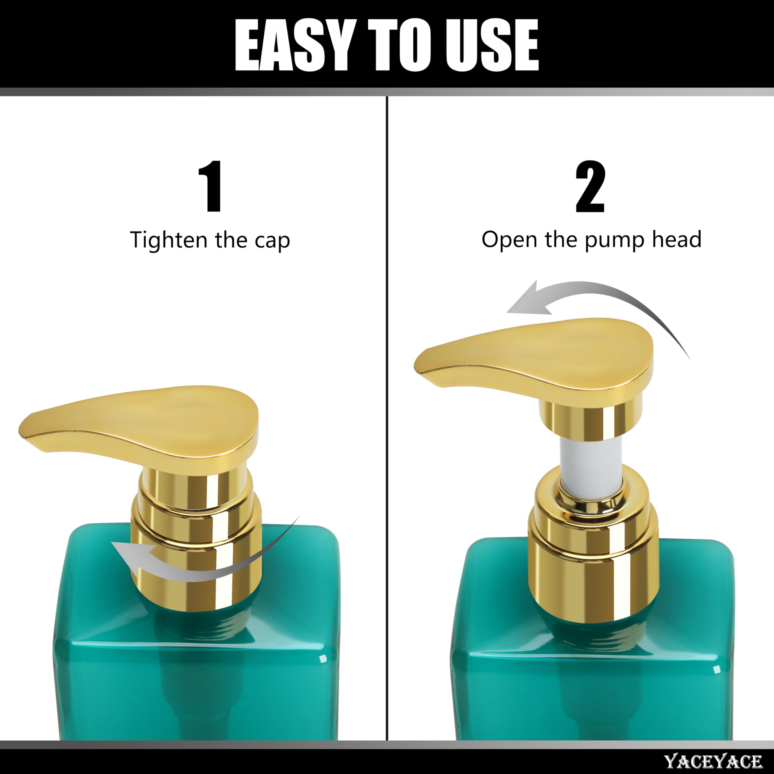 Shampoo Bottles With Gold Pump Yaceyace 16.9Oz Set Of 3 Empty Shower Bottles With Label, Shampoo And Conditioner Dispenser, Sham