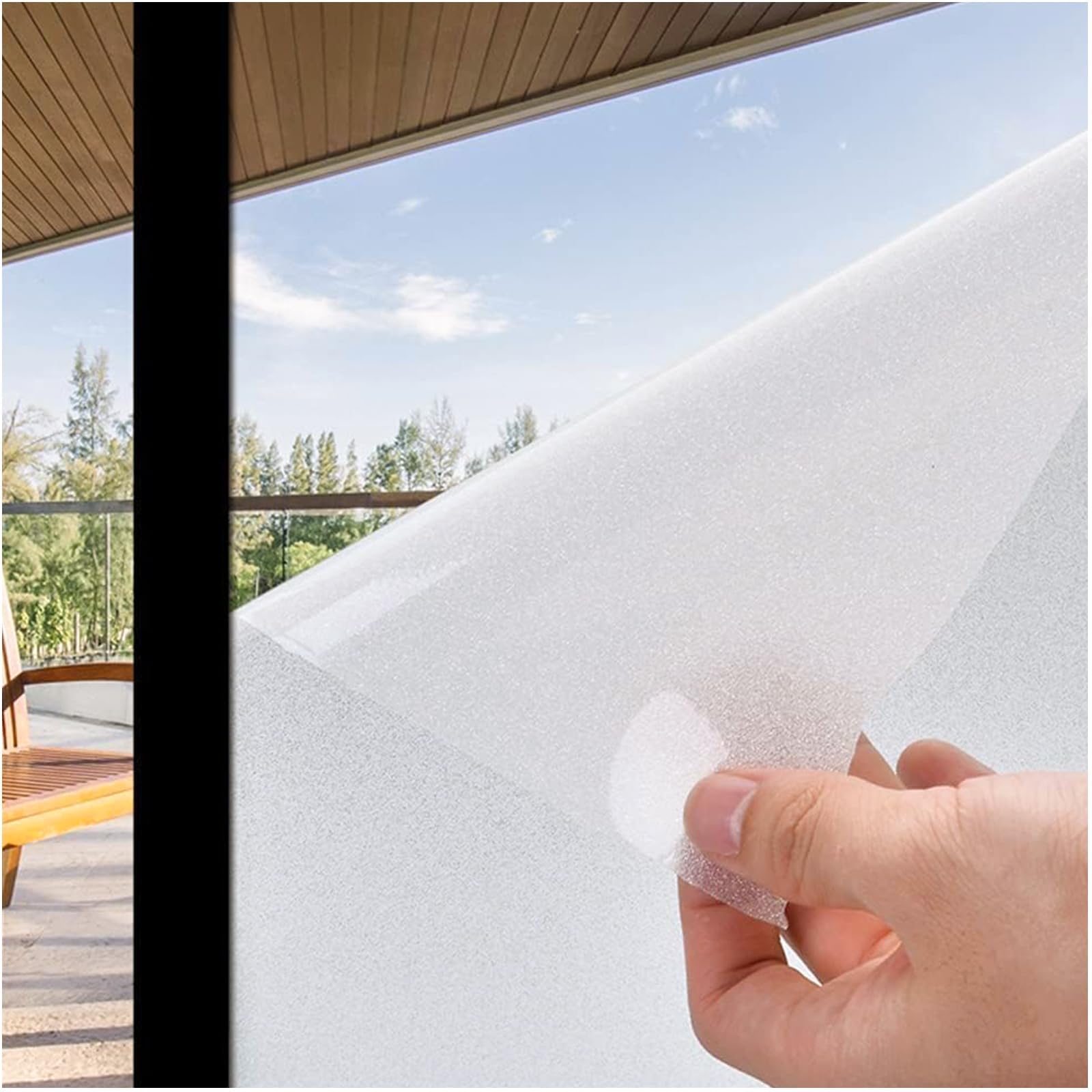 Coavas Window Privacy Film Frosted Window Glass Film Non-Adhesive Removable Bathroom Window Coverings Day and Night Privacy Heat