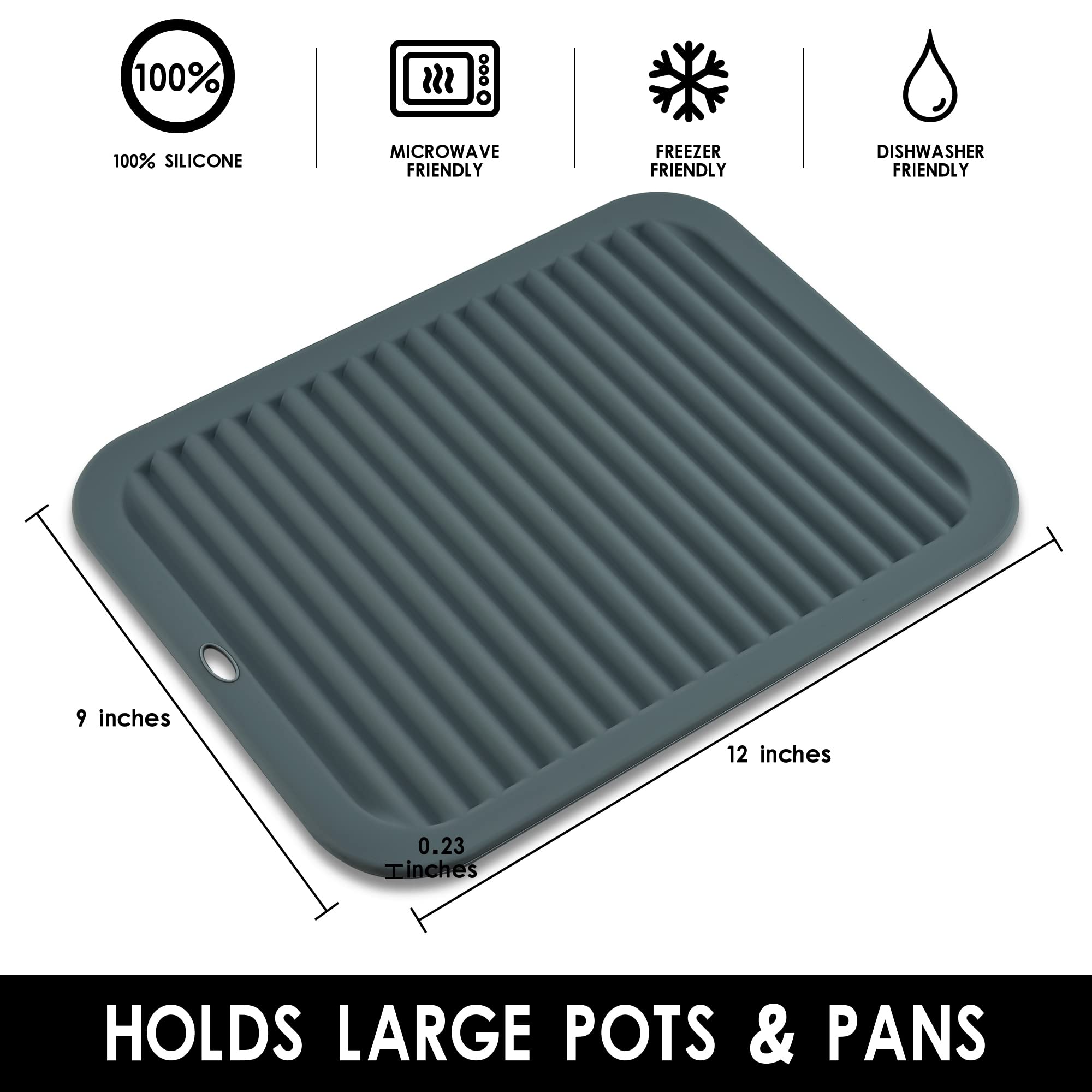 Smithcraft Trivets For Hot Dishes Pots & Pans, Silicone Hot Pads For Kitchen, 12X9 Silicone Mats For Counter, Waterproof Trivet