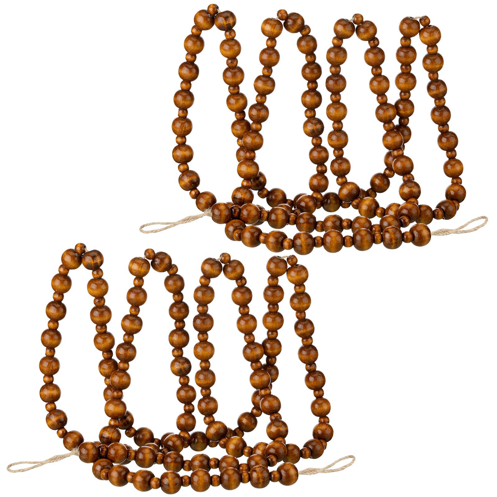 2 Pcs/ 14.4 Feet Christmas Wooden Beads Garland Xmas wooden tree beads Rustic Round Craft Decorative Christmas Tree Farmhouse De