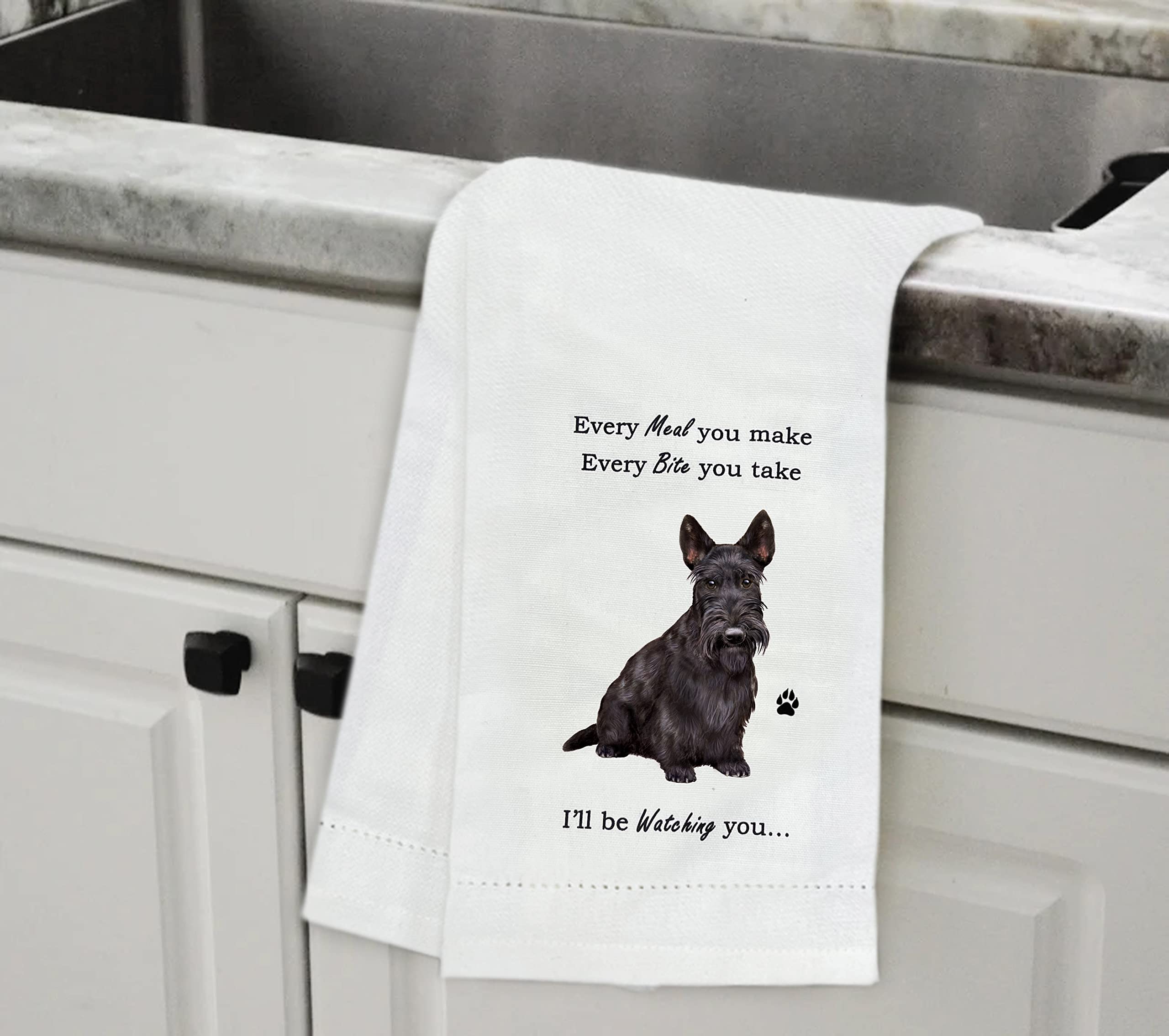 E&S Imports Scottie Kitchen Towel - Soft Highly Absorbent - Scottie Gifts - Dish Towels For Washing Dishes - Tea Towels - Reusab