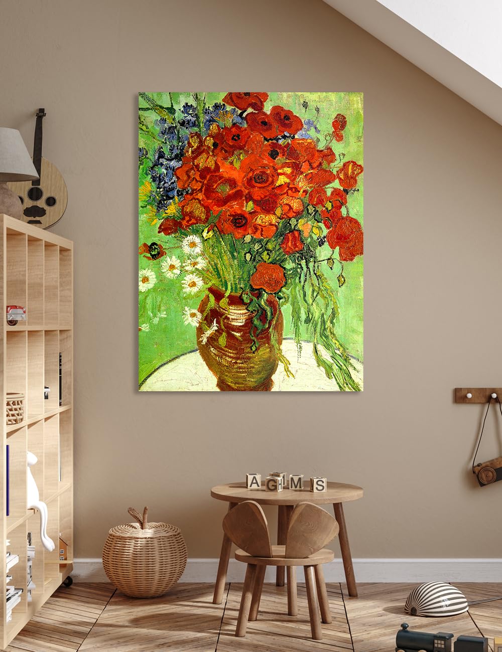 Decorarts - Red Poppies And Daisies By Vincent Van Gogh. Oil Painting Reproduction. Oversize Giclee Print On Canvas. Ready To Ha
