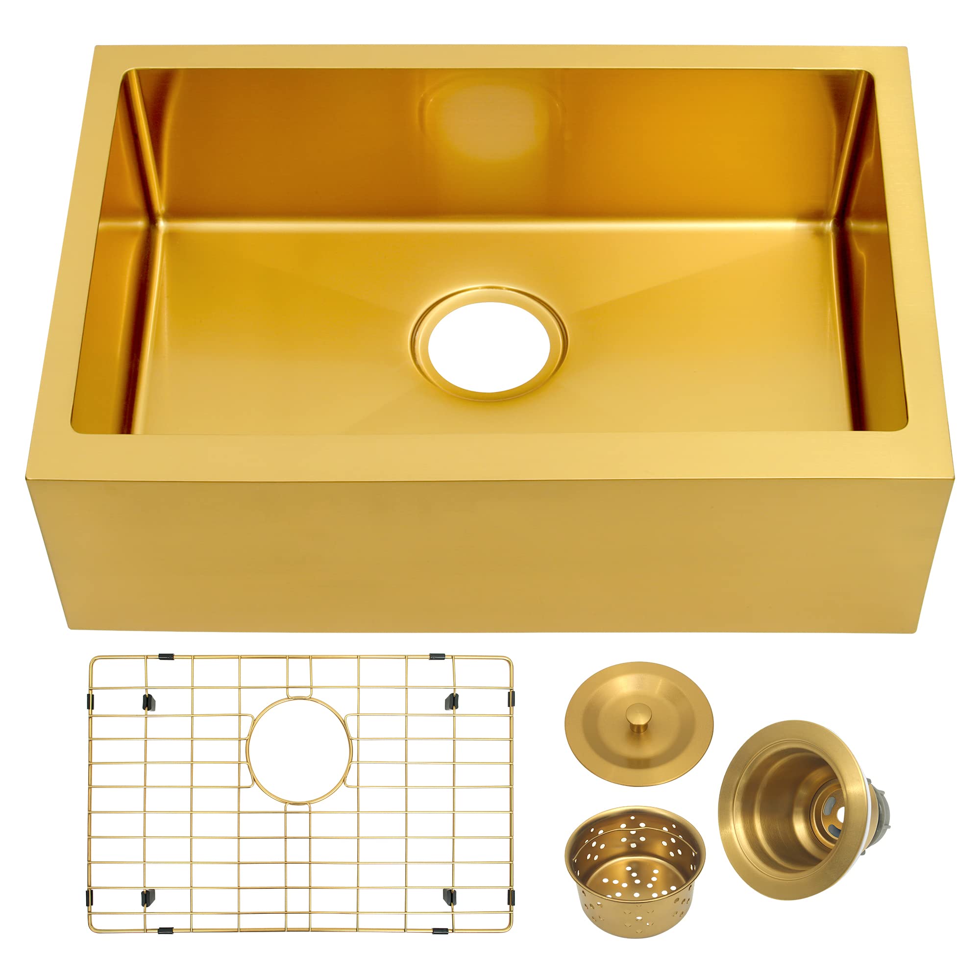 MILOSEN Undermount Gold Kitchen Sink, Stainless Steel Farmhouse Apronfront Kitchen Sink, 23  16 inch Kitchen RV Sink, Small Sing