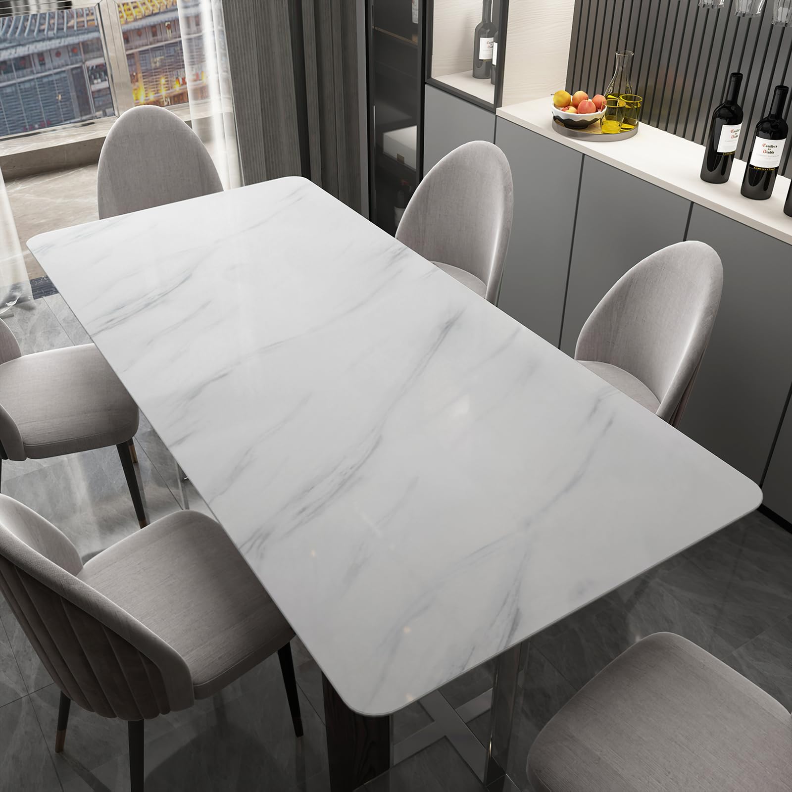 JSEVEM Grey White Marble Wallpaper Peel and Stick 15.74''?18.11'' Granite Waterproof Contact Paper Self Adhesive Removable Decor Vinyl Wall Paper Stickers for Kitchen Countertop Cupboard Bathroom