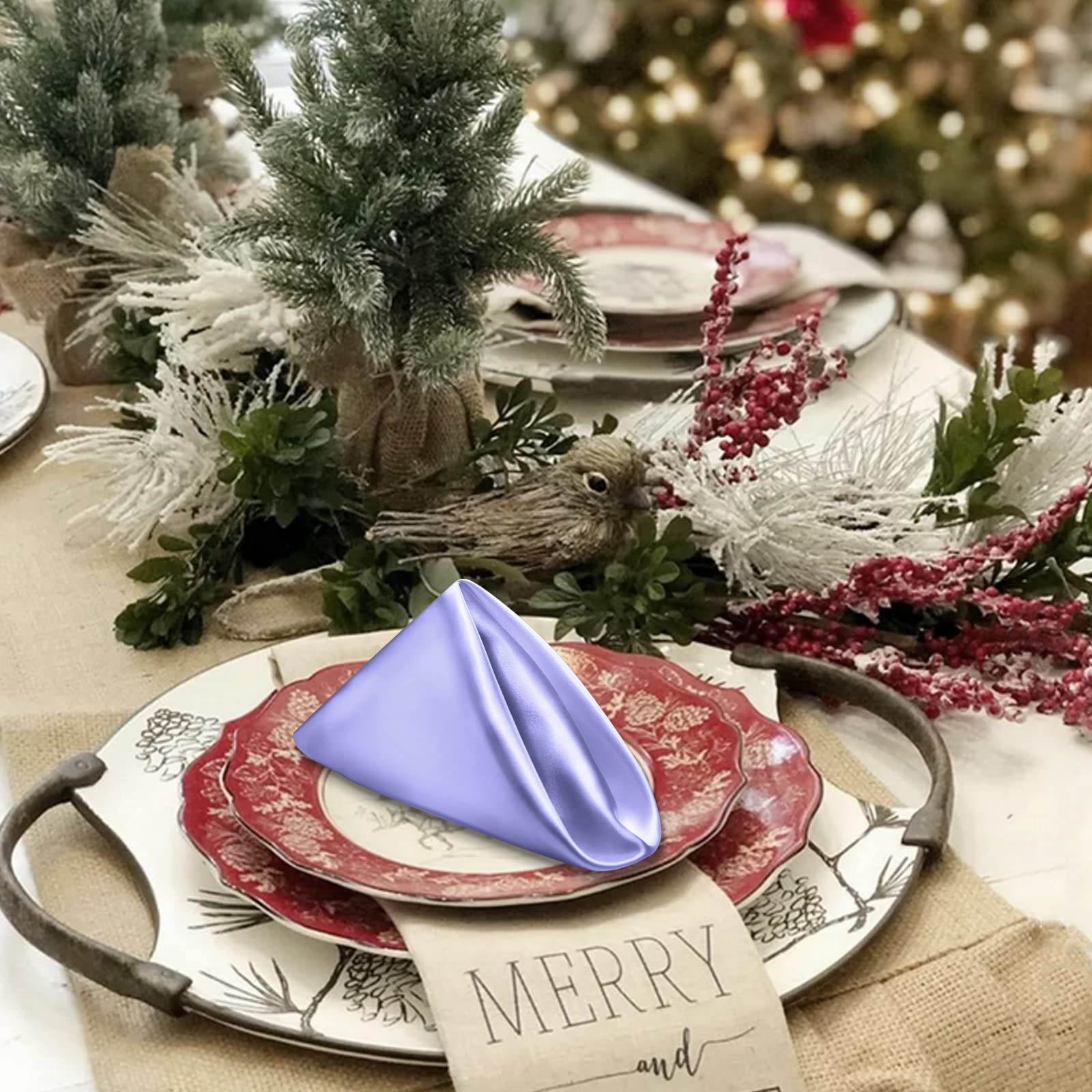 Purple Cloth Napkins Set Of 12,Satin Dinner Napkins Cloth Washable,Reusable Napkins For Everyday Use Table,Restaurant,Wedding, F