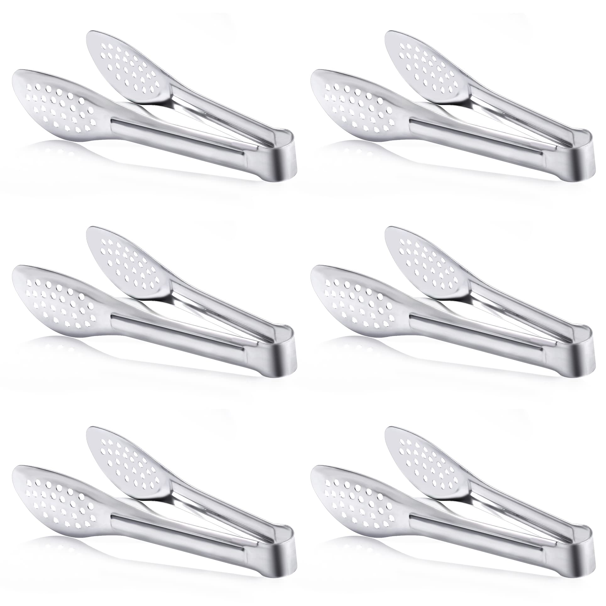 6 Pack Buffet Tongs,Stainless Steel Serving Tongs Serving Utensils 7Inch