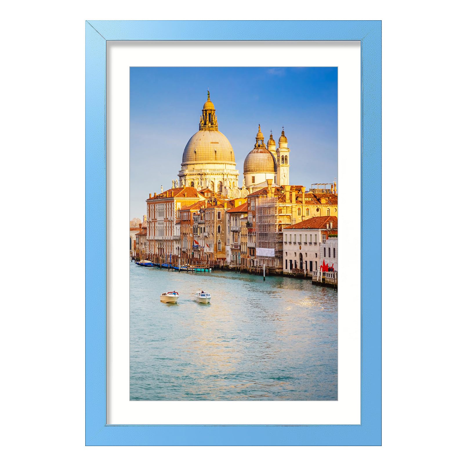 wyooxoo 13x19 Picture Frame Made of Solid Wood Blue Photo Frames Display Pictures 11x17 with Mat or 13 x 19 Without Mat Colorful