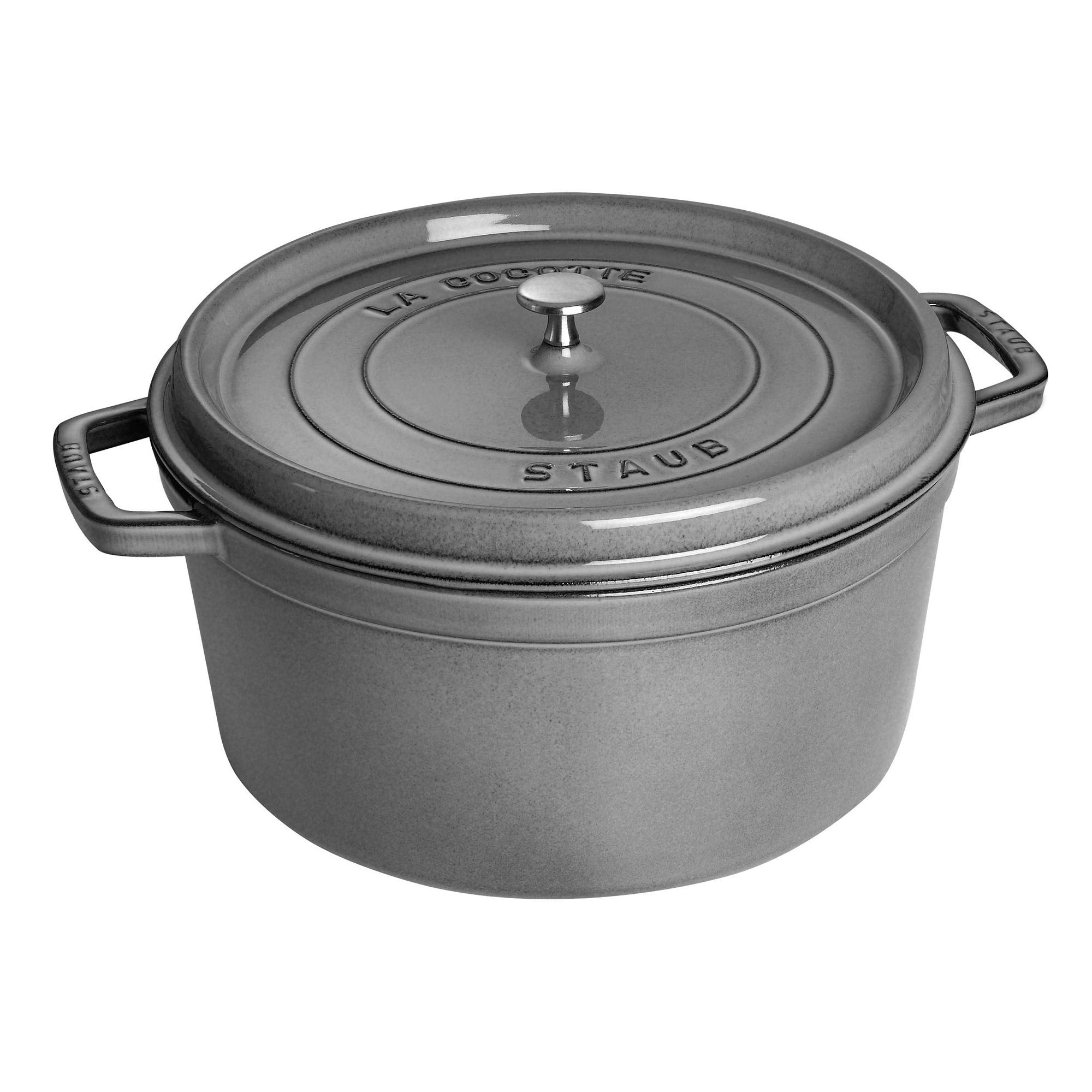 Staub Cast Iron 13.25-Qt Round Cocotte - Graphite Grey, Made In France