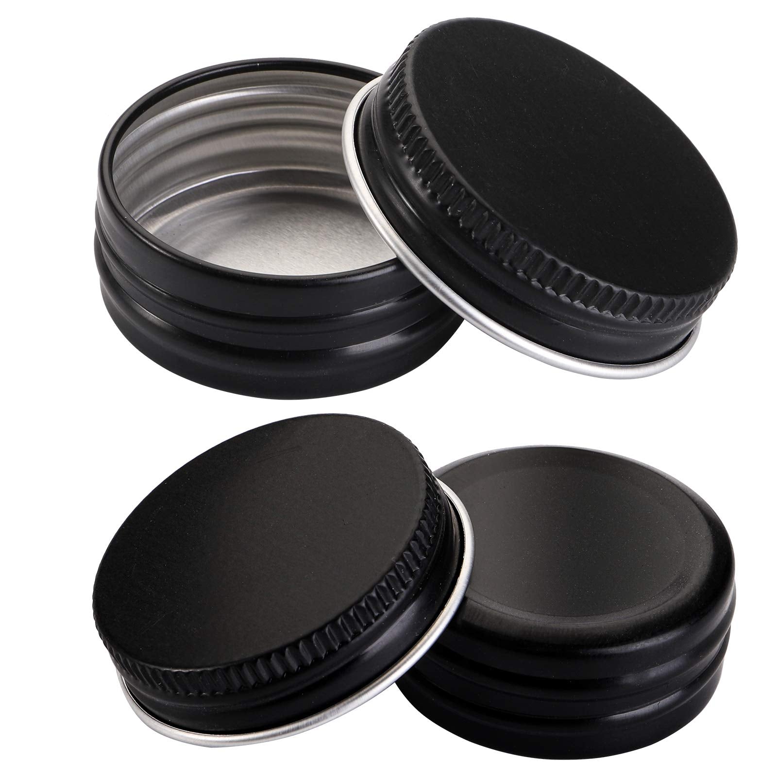 Foraineam 100 Pack 0.5 Oz Mini Aluminum Round Lip Balm Tin Containers With Screw Lid - 15Ml Metal Storage Travel Tins Matte Blac
