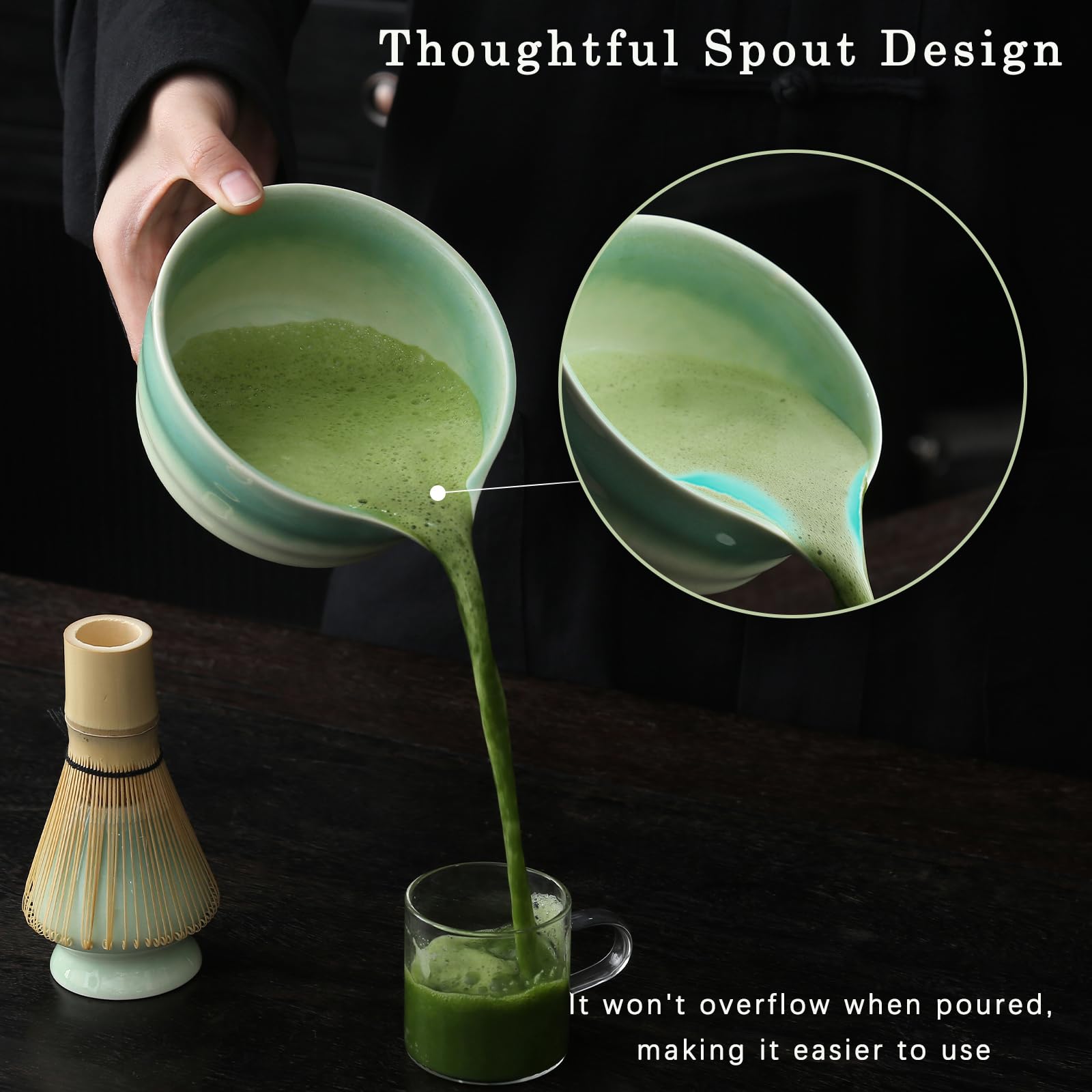 Buucup Japanese Matcha Set, Matcha Bowl With Spout, Matcha Whisk And Holder, Bamboo Matcha Scoop And Stainless Steel Sifter - 5