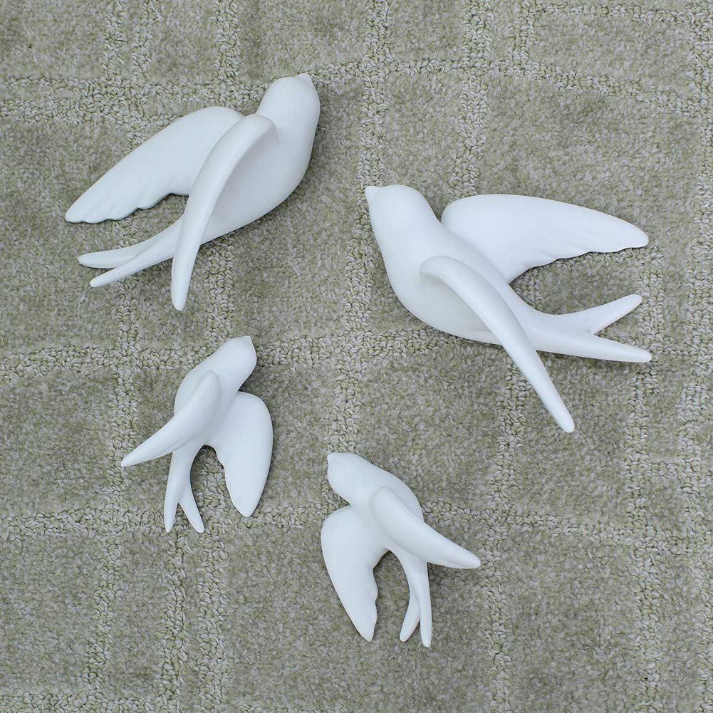 Dorlotou Pair Ceramic Sparrows Swallows Birds Dove White Wall Mounted Decor Hanging for Bathroom Livingroom Garden Wall Sculptur