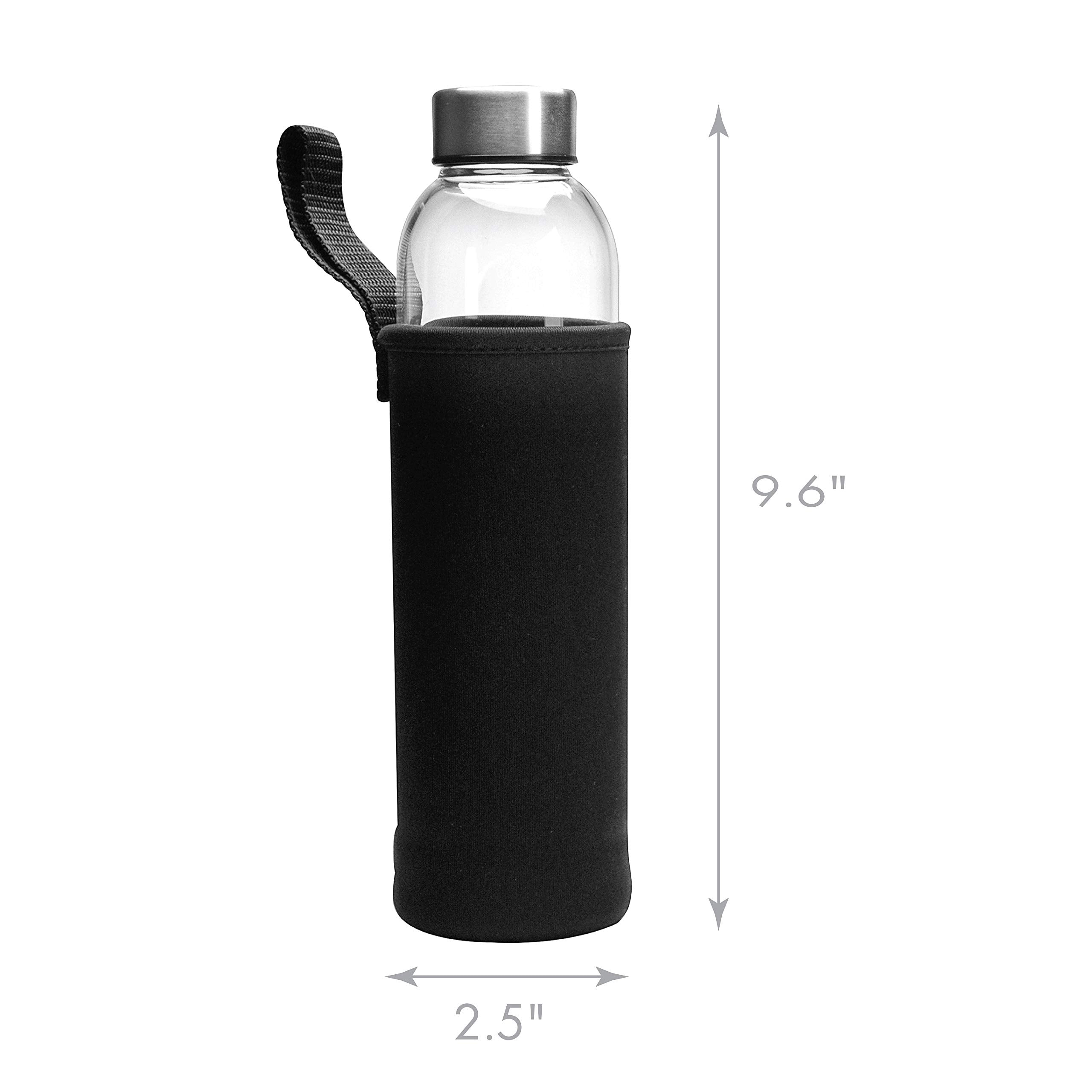 Primula Cold Brew Travel Bottle With Black Insulating Neoprene Sleeve - Borosilicate Glass And Stainless Steel Mesh Core - Dishw