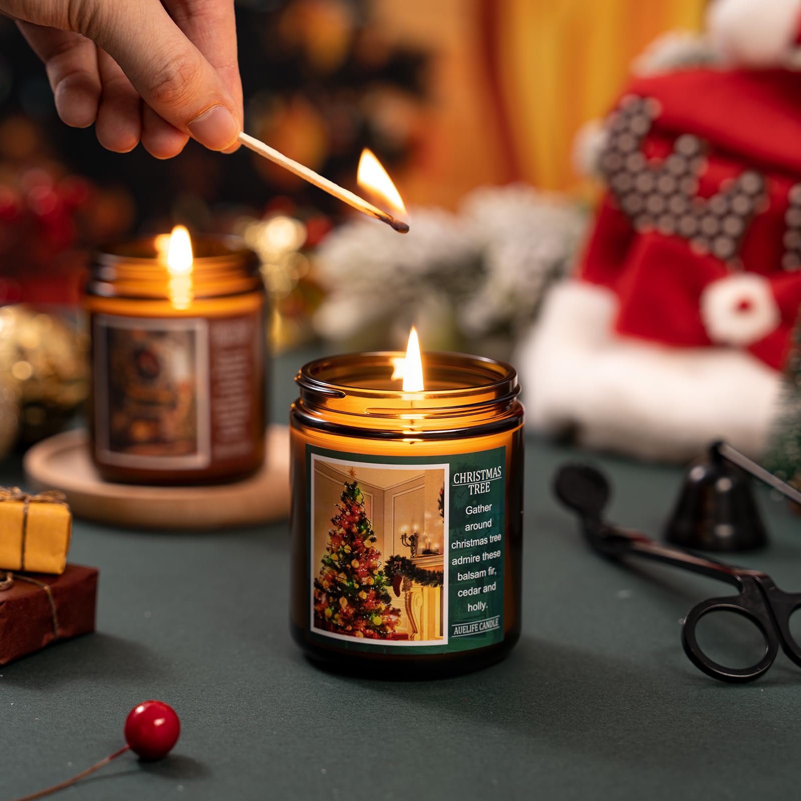 Christmas Candles | Christmas Wishes Scented Candle, Holiday Soy Wax Candles for Home Scented,Aromatherapy Gifts for Women and M