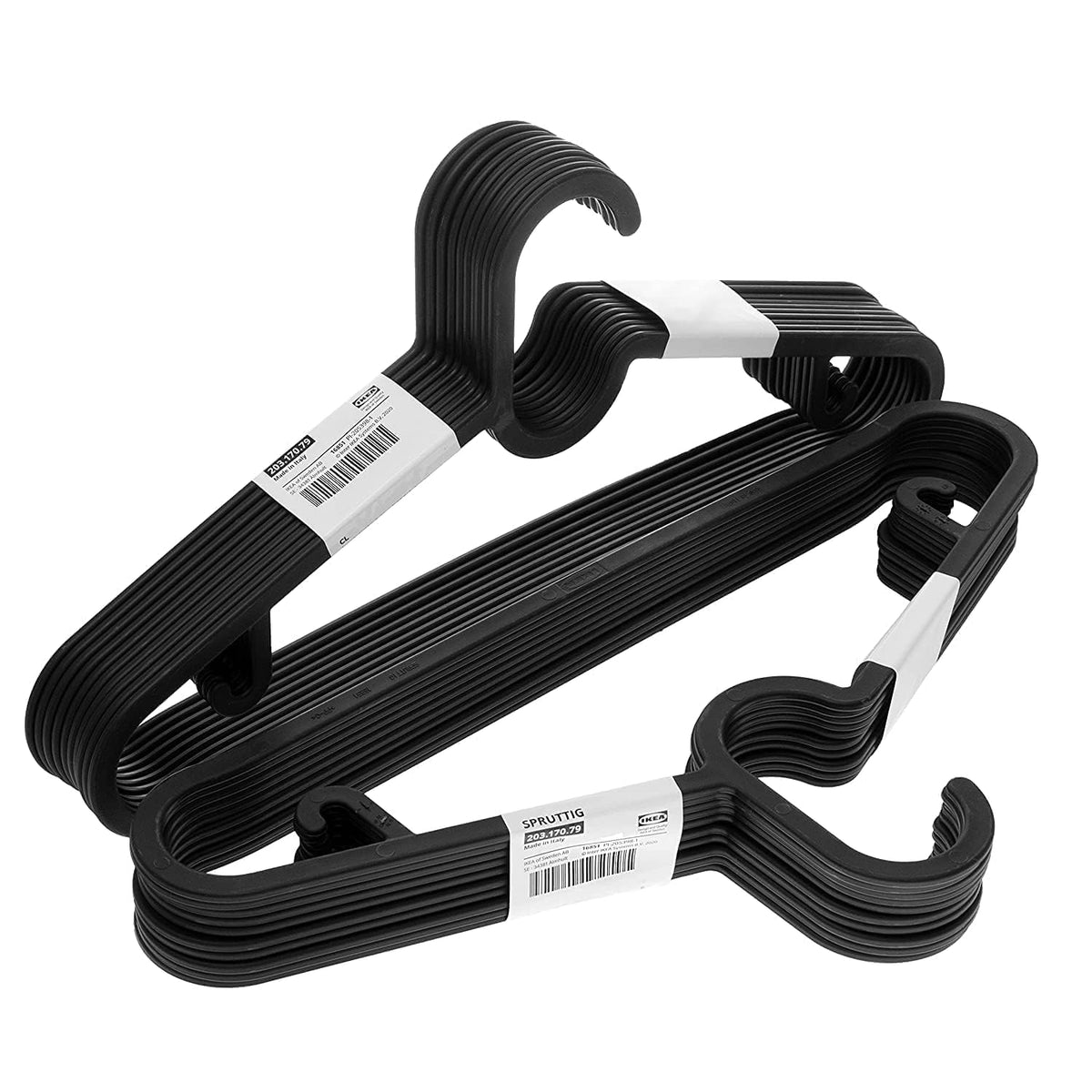 Ikea Spruttig Lightweight Clothes Hangers, Black, Plastic - Set Of 20, 29Cm