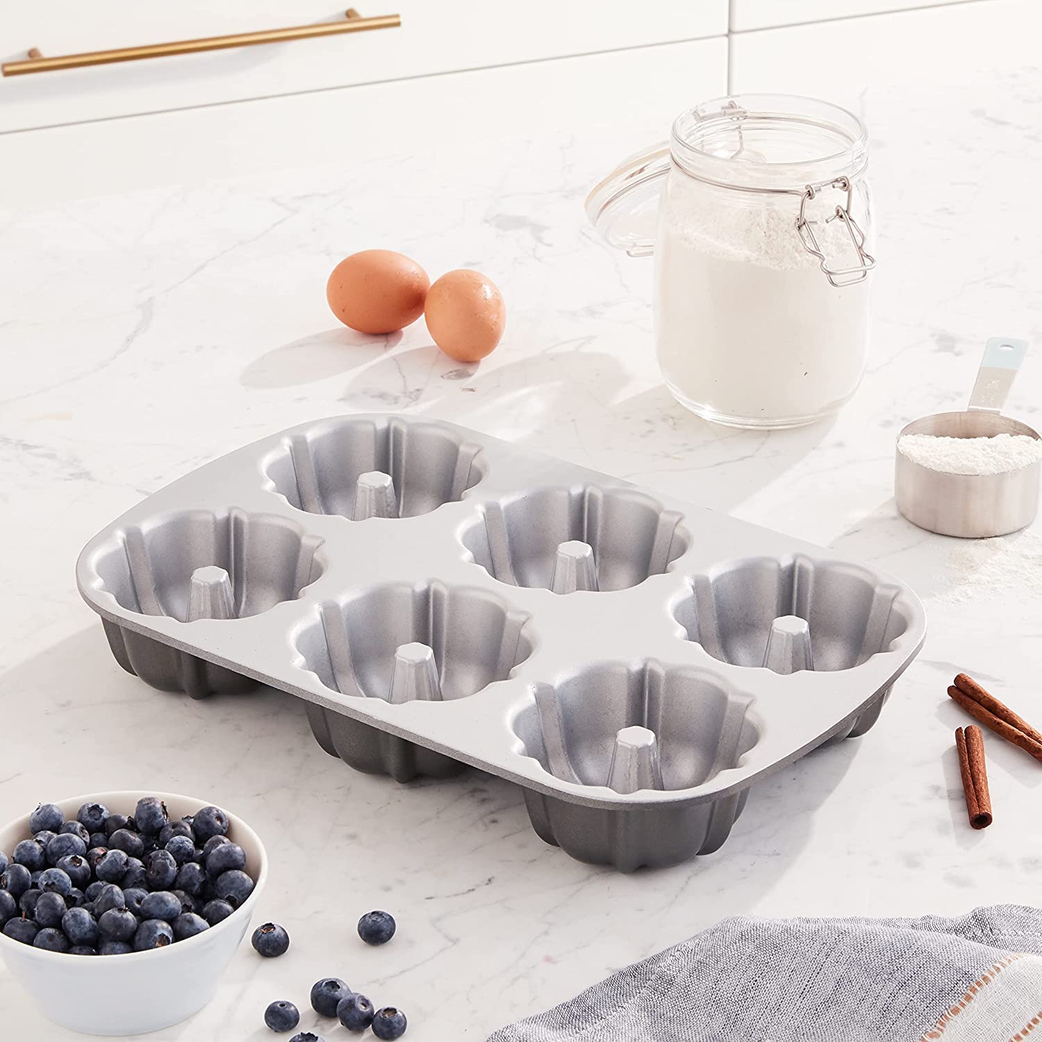 Nordic Ware Classic Bundtlette Pan - Graphite, Six 1-Cup Servings, Model 50624