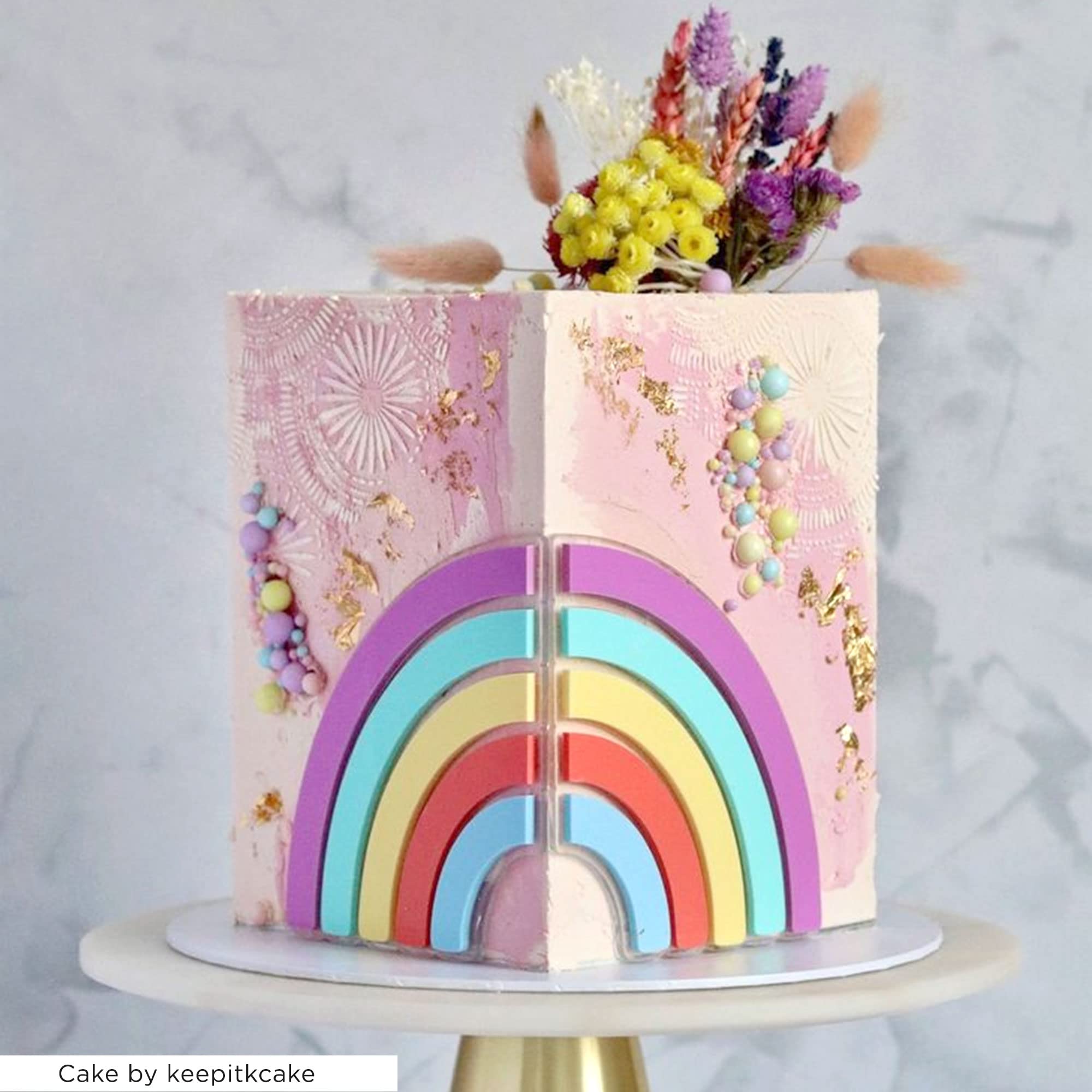 Lacupella Cake Decorating Stencil For Tall Buttercream Cake, Royal Icing, Ganache, Paint, Airbrush (Rayes)