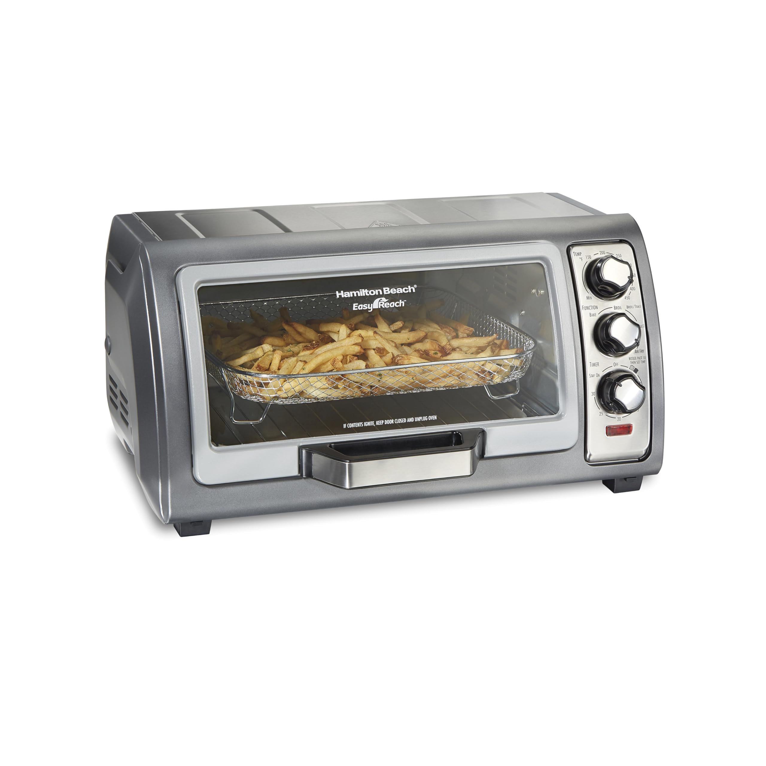 Hamilton Beach Air Fryer Toaster Oven Combo with Large Capacity, Fits 6 Slices or 12    Pizza, 4 Cooking Functions for Convectio