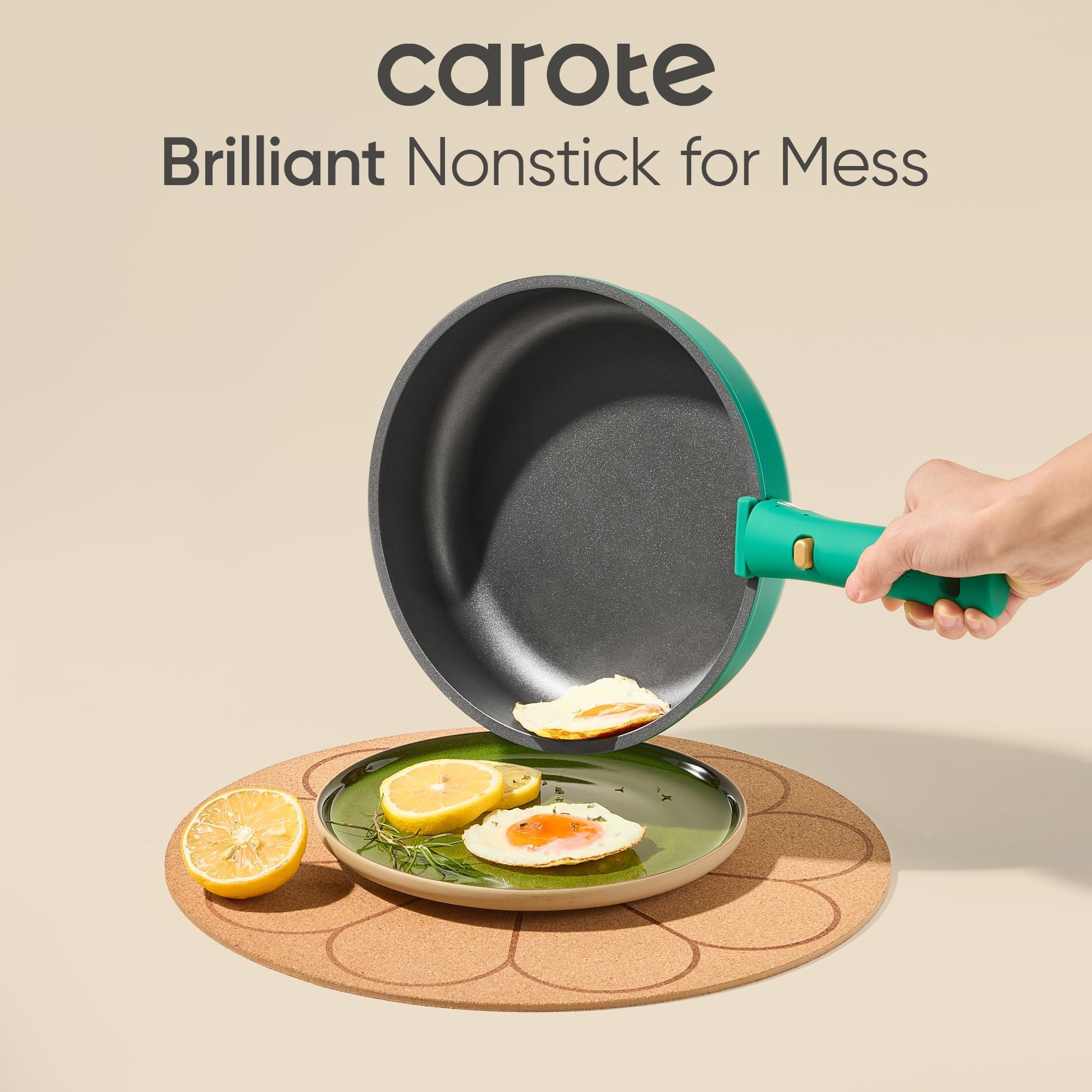 CAROTE 27pcs Pots and Pans Set Non Stick, Gift Set Nonstick Cookware Die-cast Aluminum Detachable Handle, Dishwasher/Oven Safe,