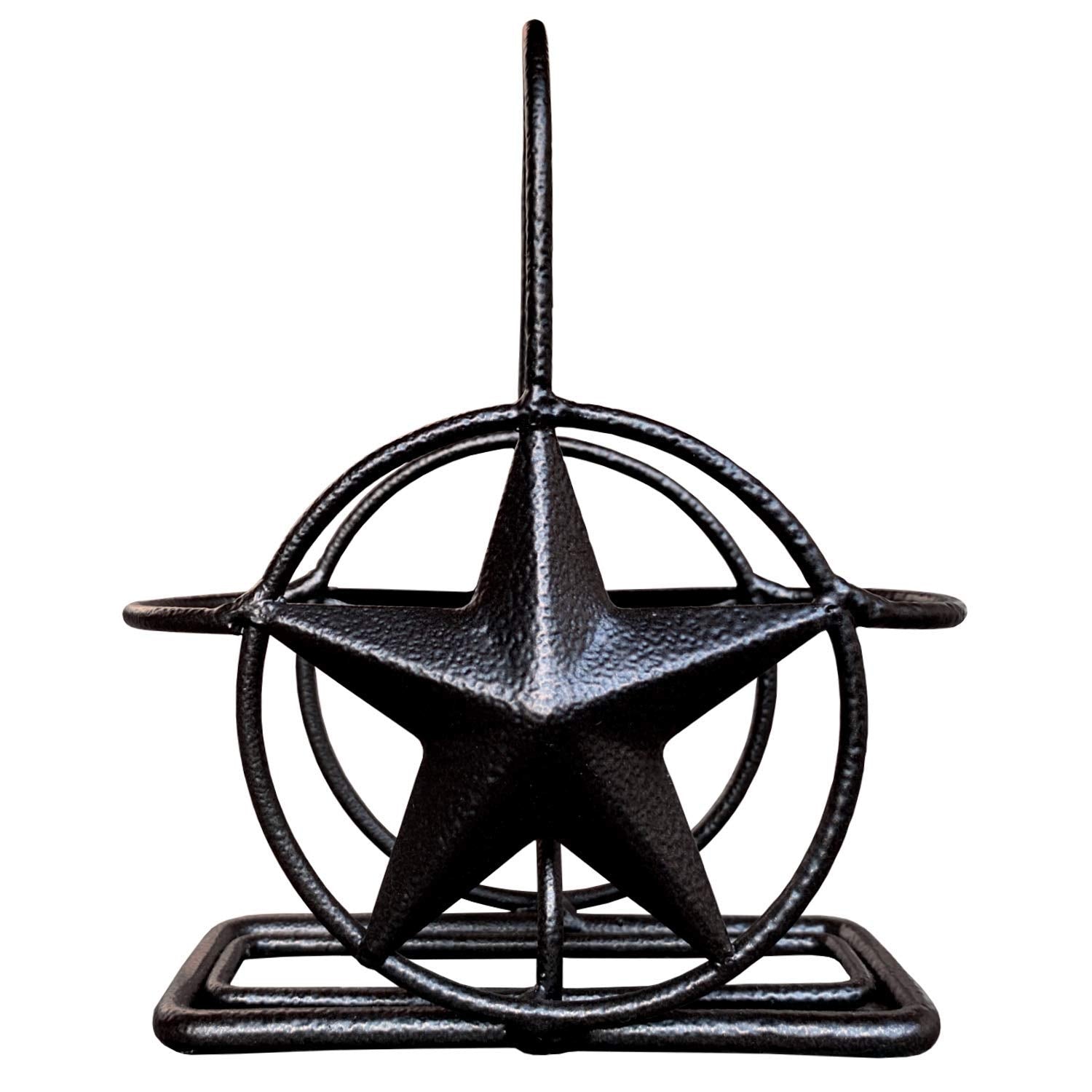 Black Rustic Texas Star Salt And Pepper Holder - Country Farmhouse Iron Metal Primitive Kitchen Countertop Holders, Western Styl
