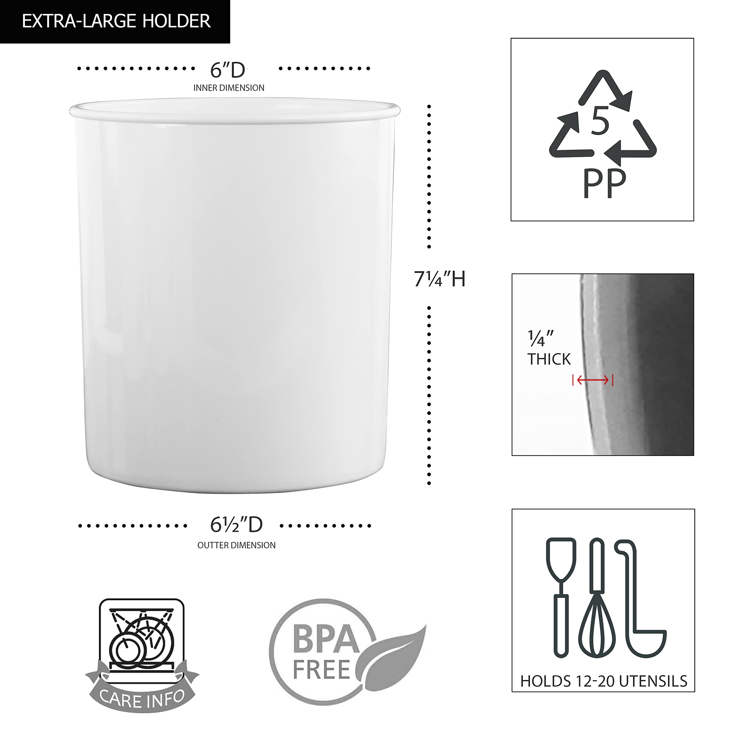 Reston Lloyd Multipurpose Crock Organize All Kinds Of Utensils & Kitchen Tools, Extra Large Holder, White