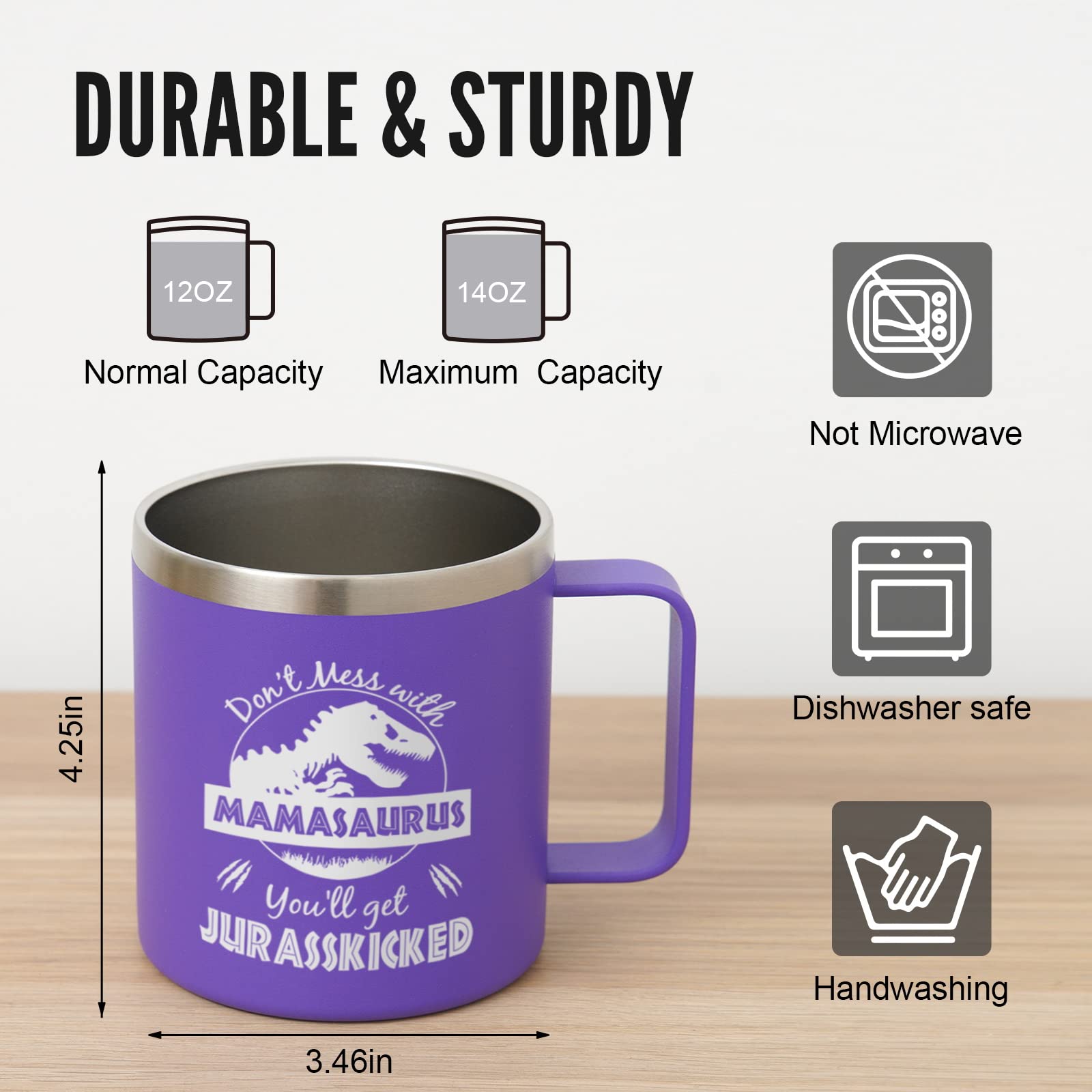 Nowwish Gifts For Mom From Daughter Son, Mamasaurus Coffee Mug, Birthday Gifts For Mom Women, Mother-In-Law, New Mom