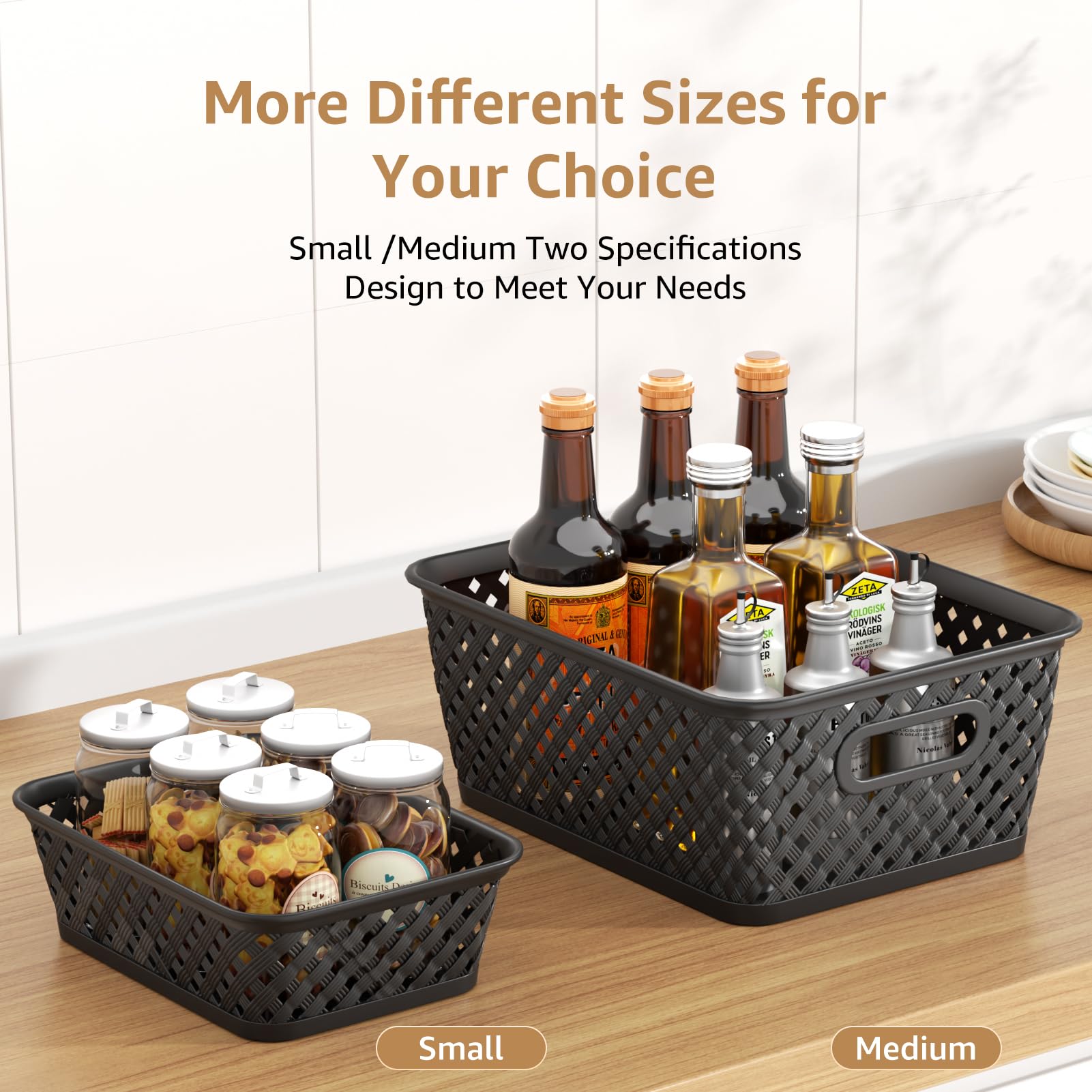 Maxgear Organization And Storage 3 Packs, Plastic Storage Bins Organizer Bins, Woven Baskets For Storage, Plastic Baskets With H