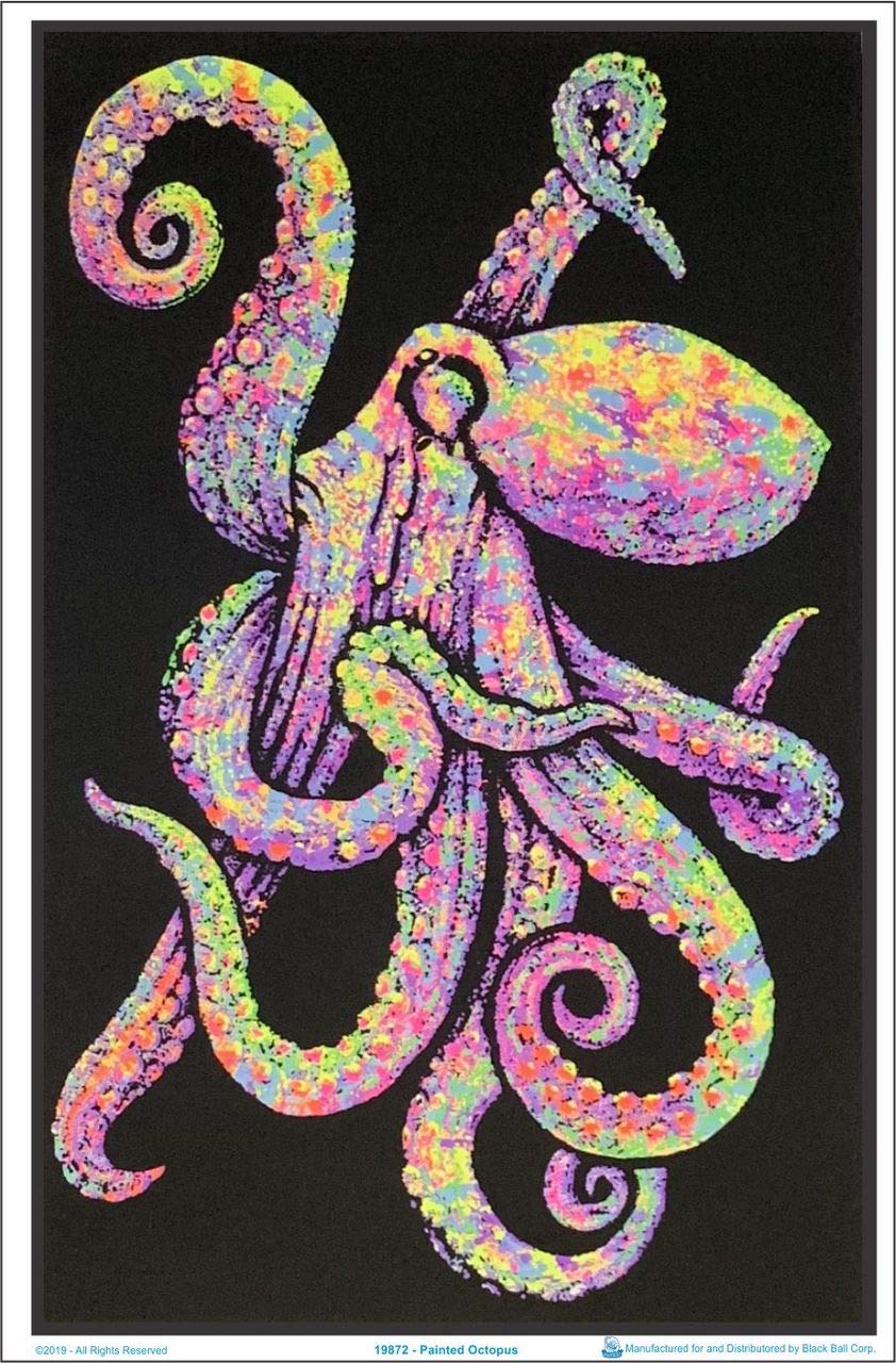 Painted Octopus - Flocked - Blacklight Poster - 23'' X 35''